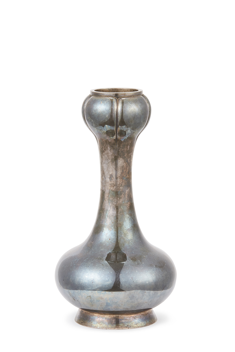 170271	「中川九世浄益」造 純銀 蒜口瓶  1480g
