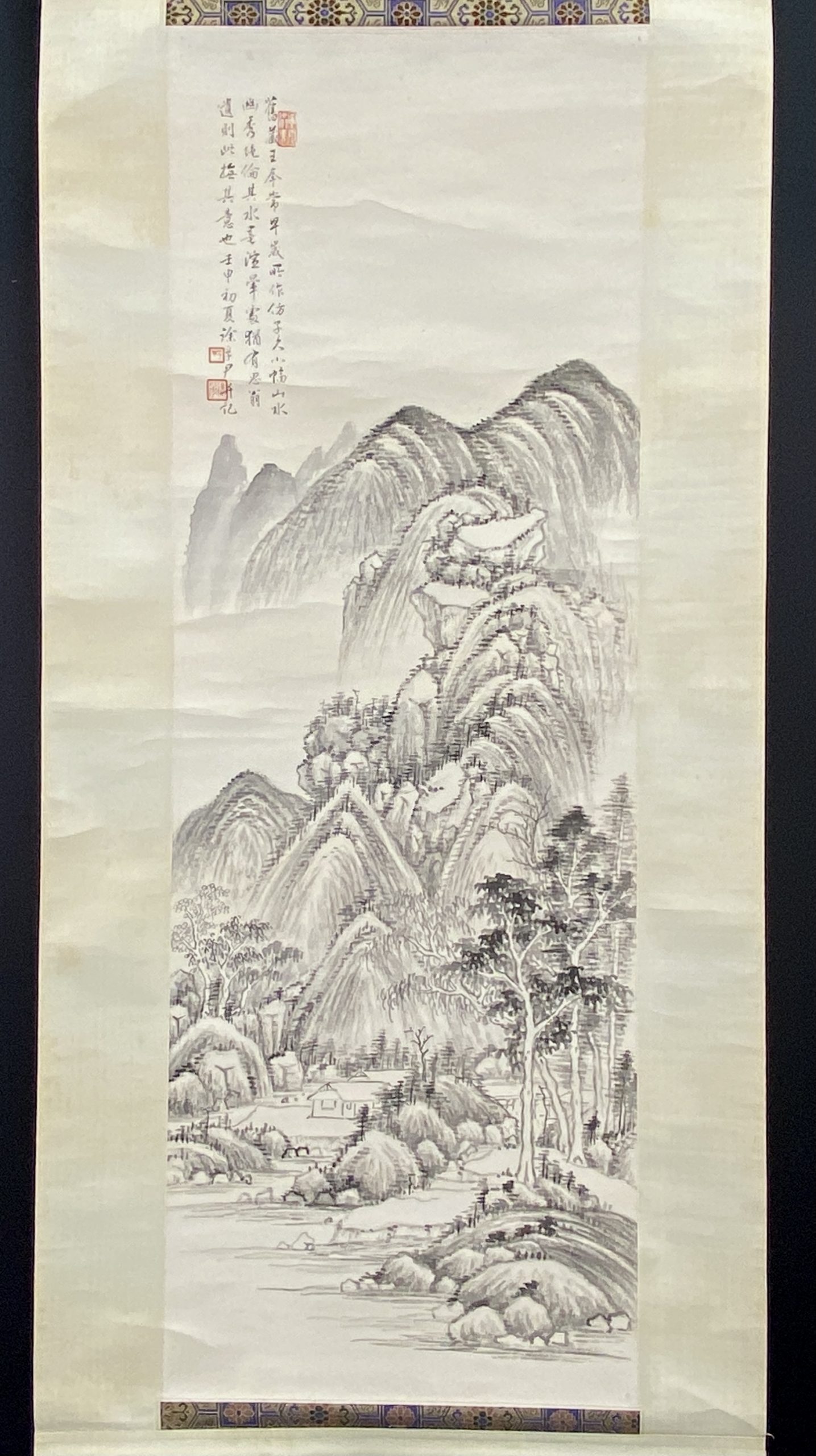 30566	「徐孚尹」画 山水図 軸	78.5×27.5cm
