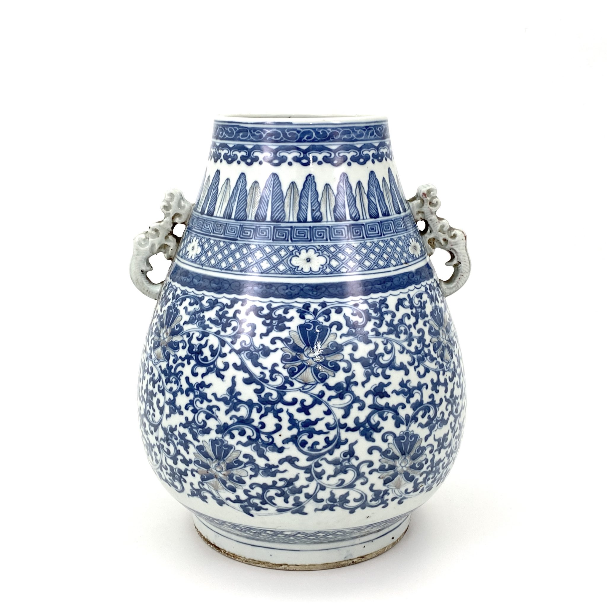 中国　青花　花卉文　長頸瓶　C　R3515C陶芸