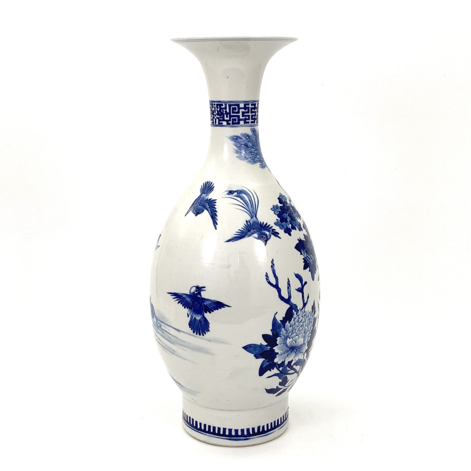中国 大清康煕年製 青花 山水人物文瓶 C R1753+
