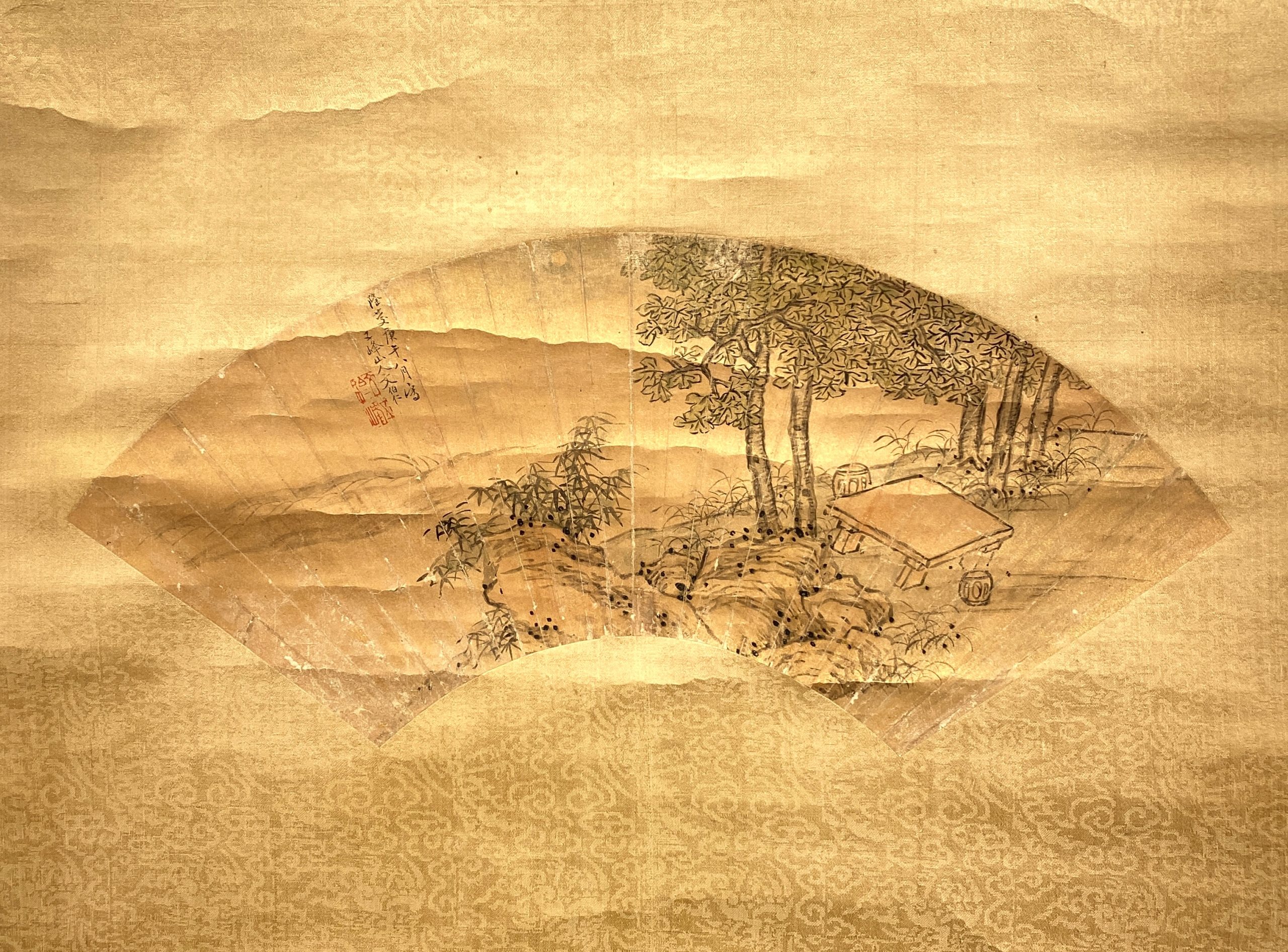 24662	「文伯仁」画 山水図 扇面 軸	20.5×48.5㎝