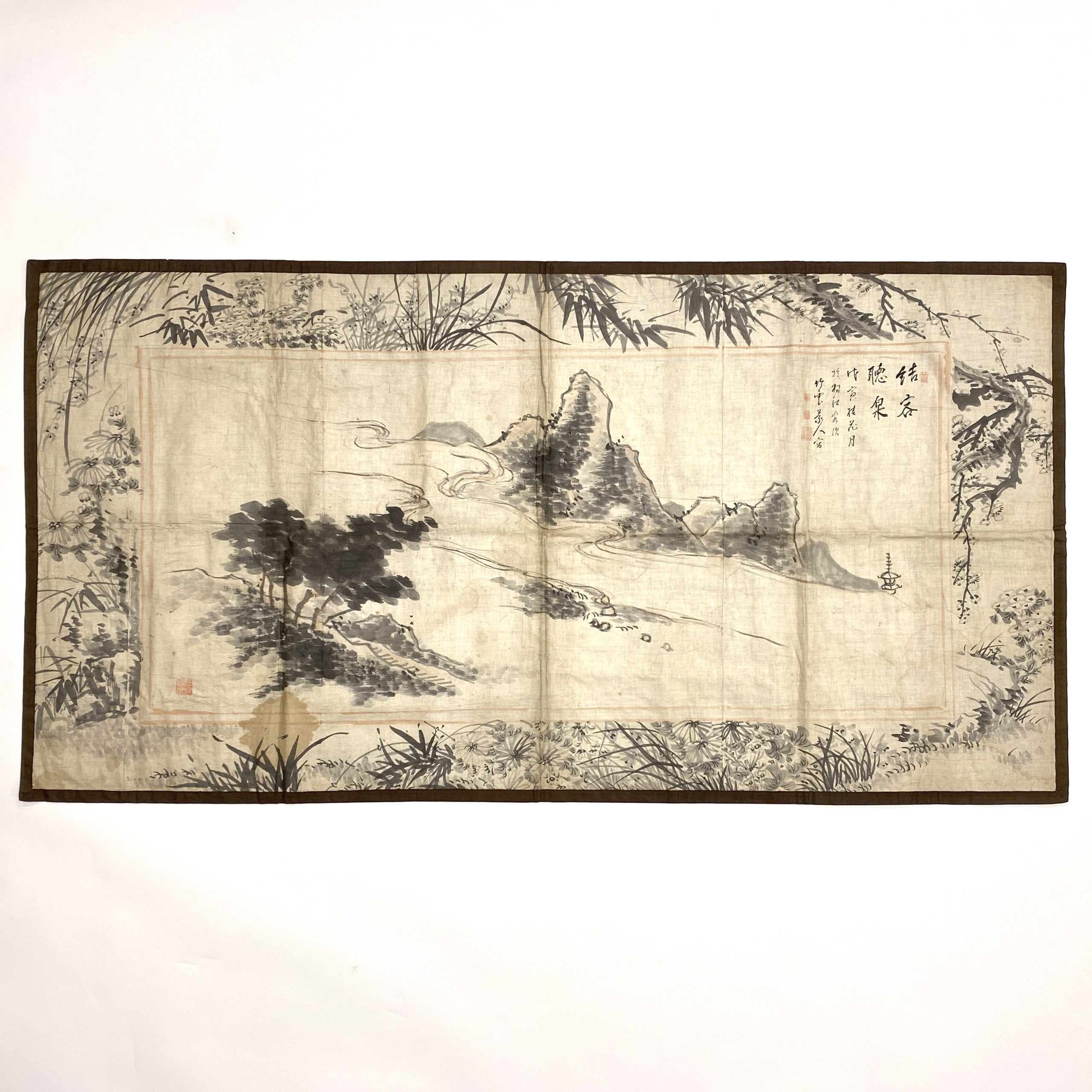 27096	「竹雲」画 山水図 煎茶敷