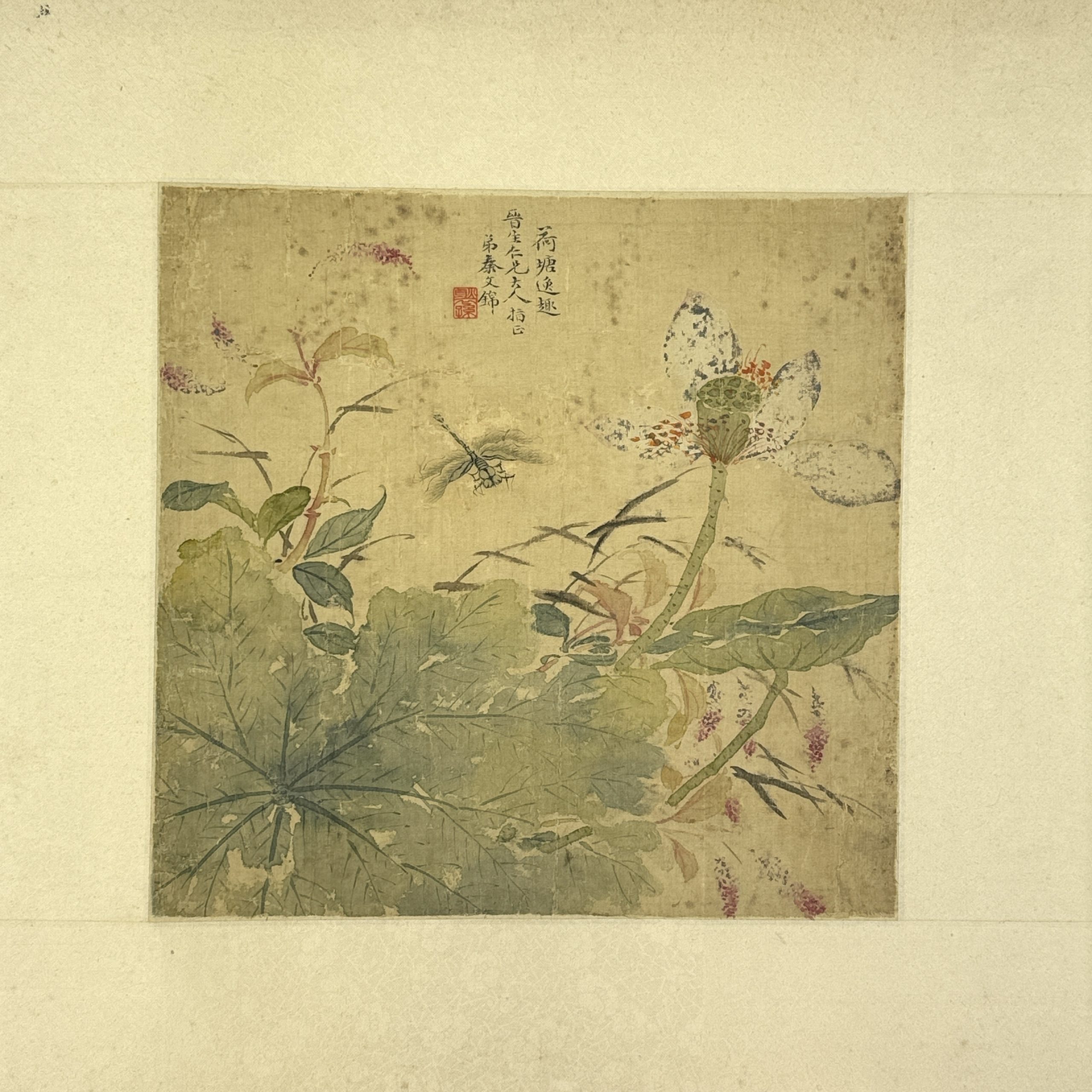 31606	「秦文錦」画 蓮花図 鏡心等 計3件	25×26㎝他