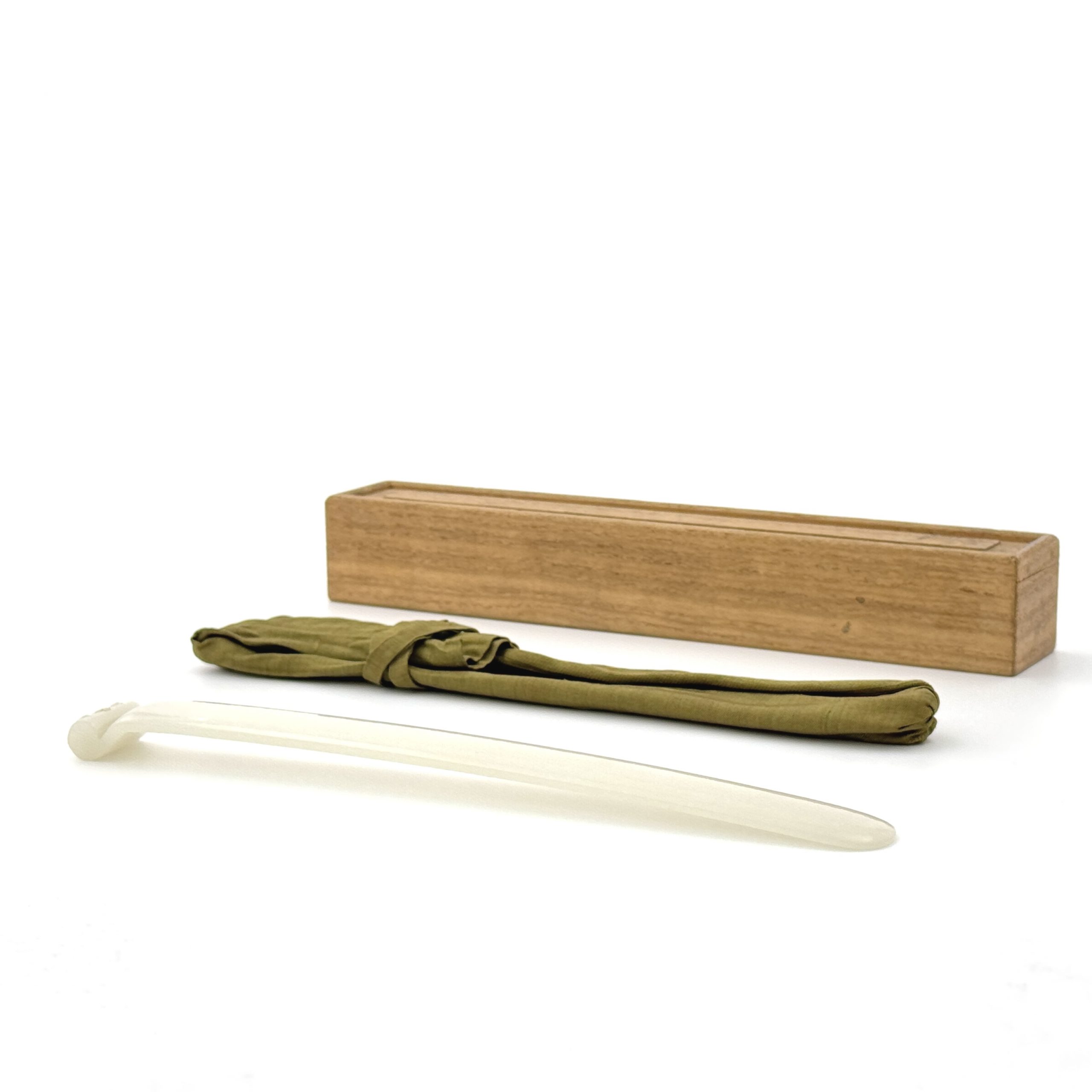 34033	清 白玉 蝙蝠紋 簪   秦峰男収蔵品