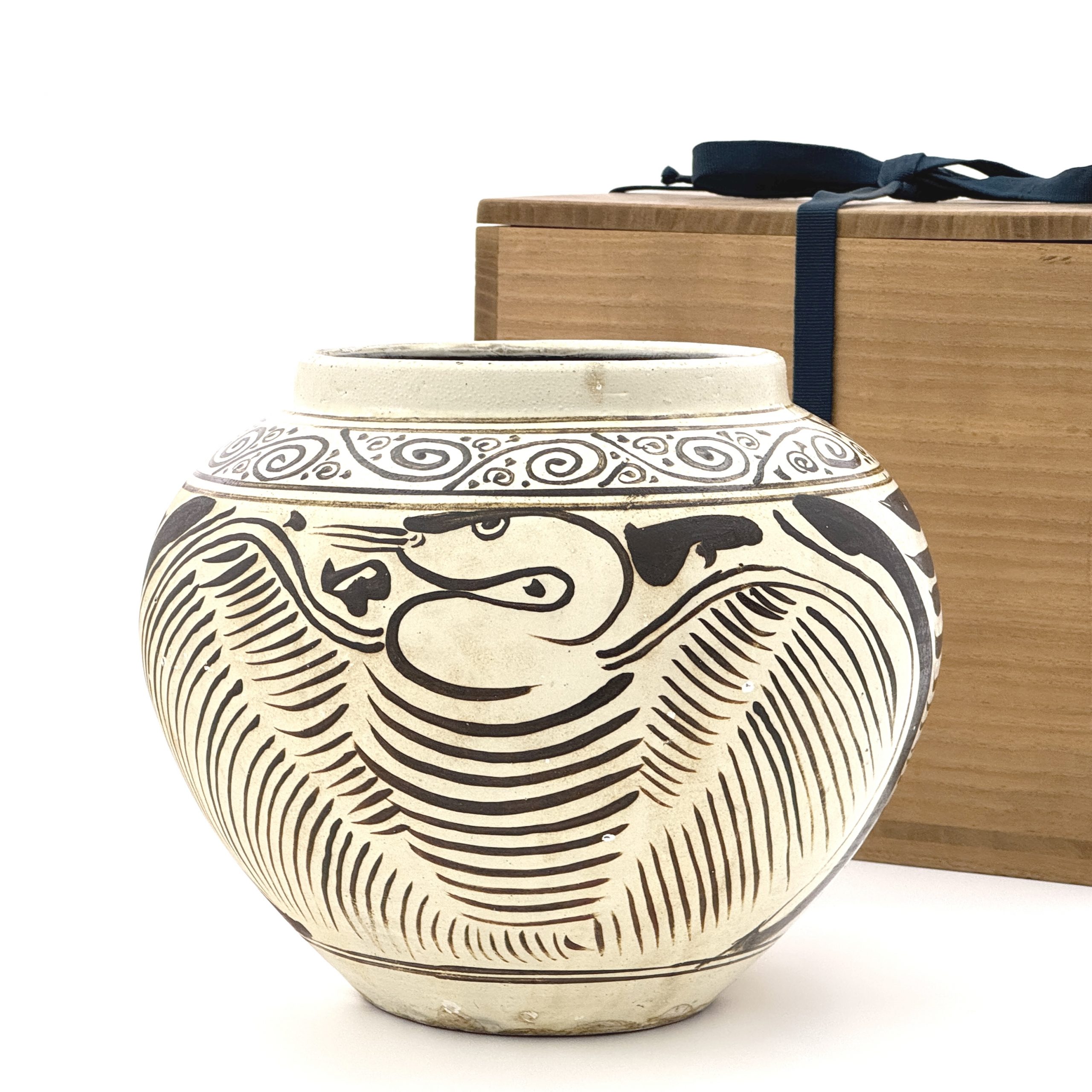 34035	南宋/金 磁州窯 鳥紋 壺 秦峰男収蔵品