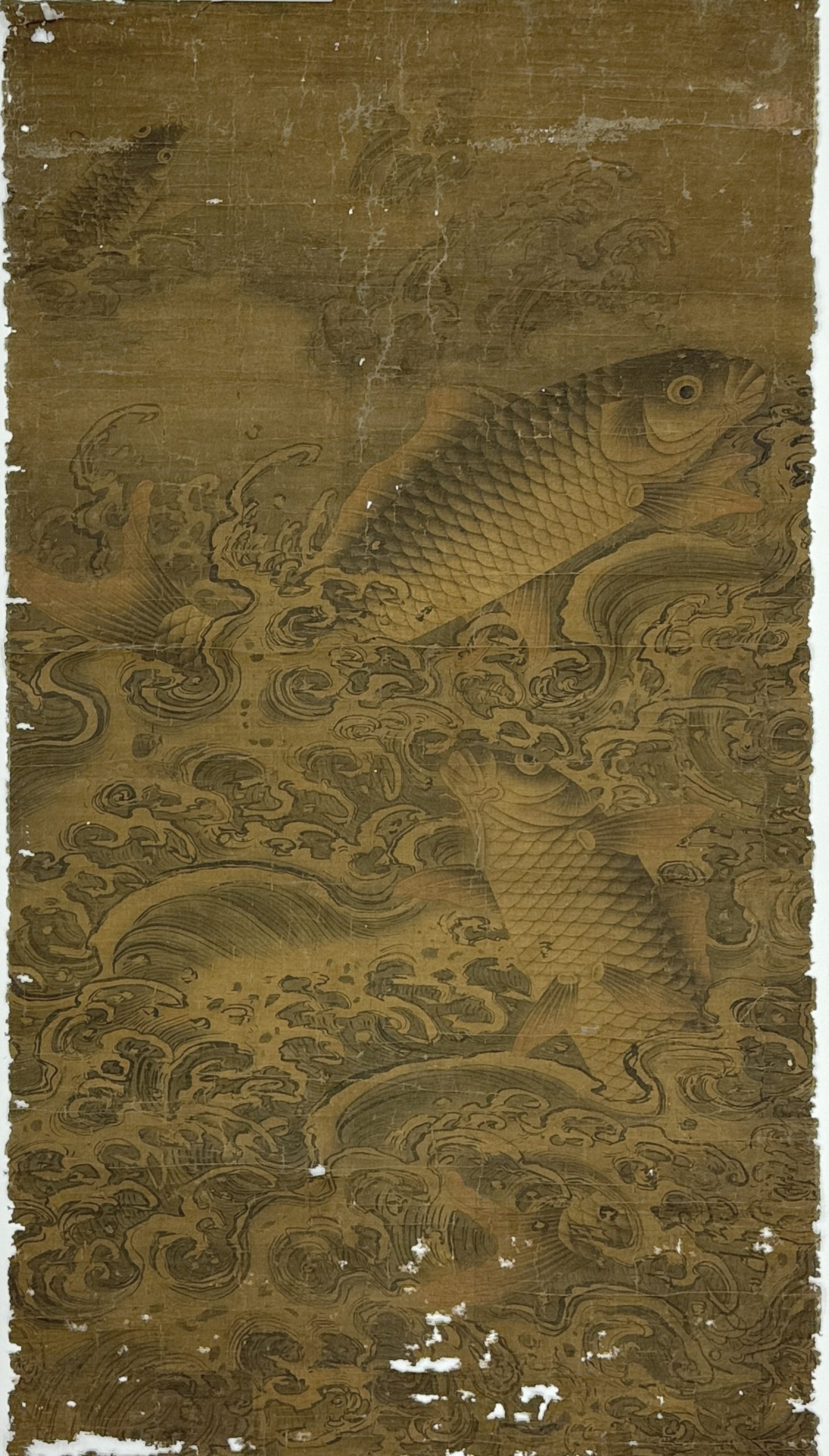 34352	元代 魚図 鏡心	120×65㎝