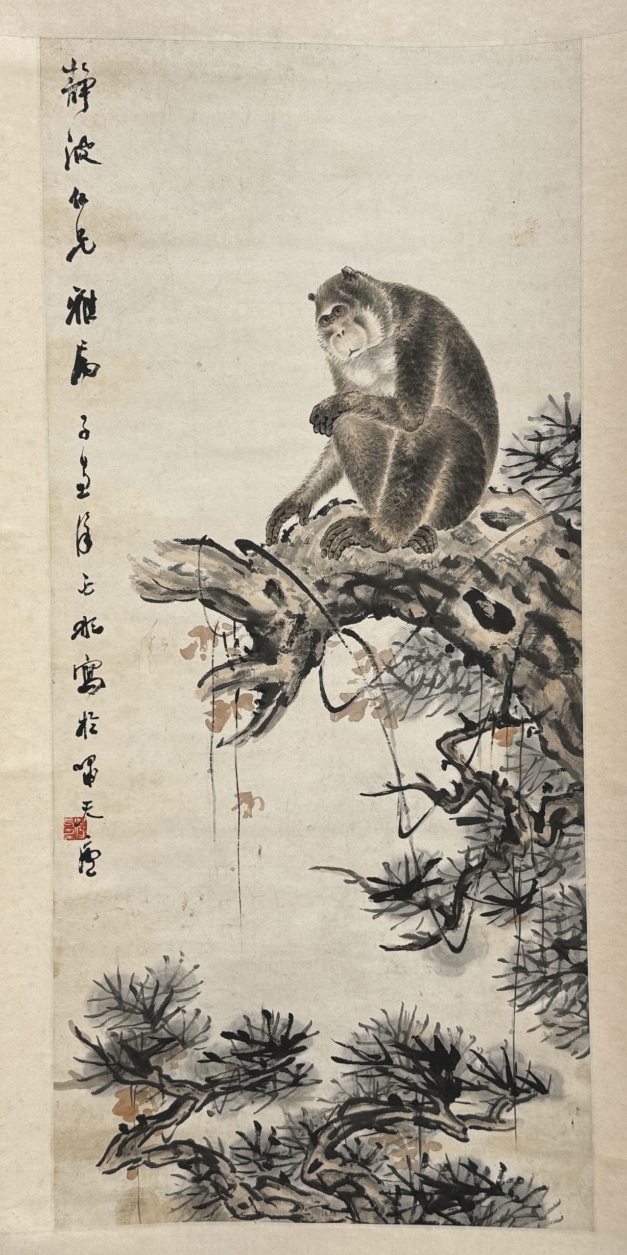 34358	在銘 猿図 軸	94×42.5㎝