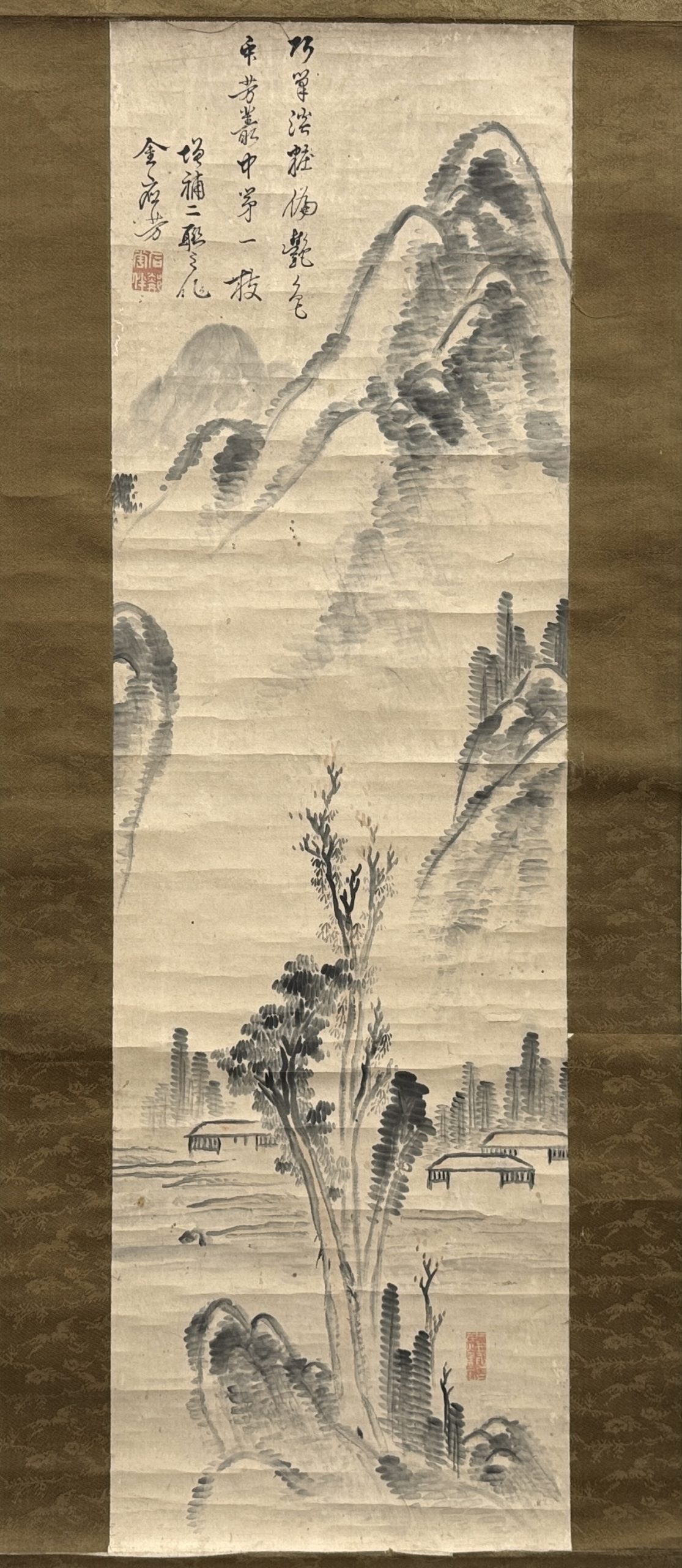 34415	「金應芳」画 山水図 軸	94×28.5㎝