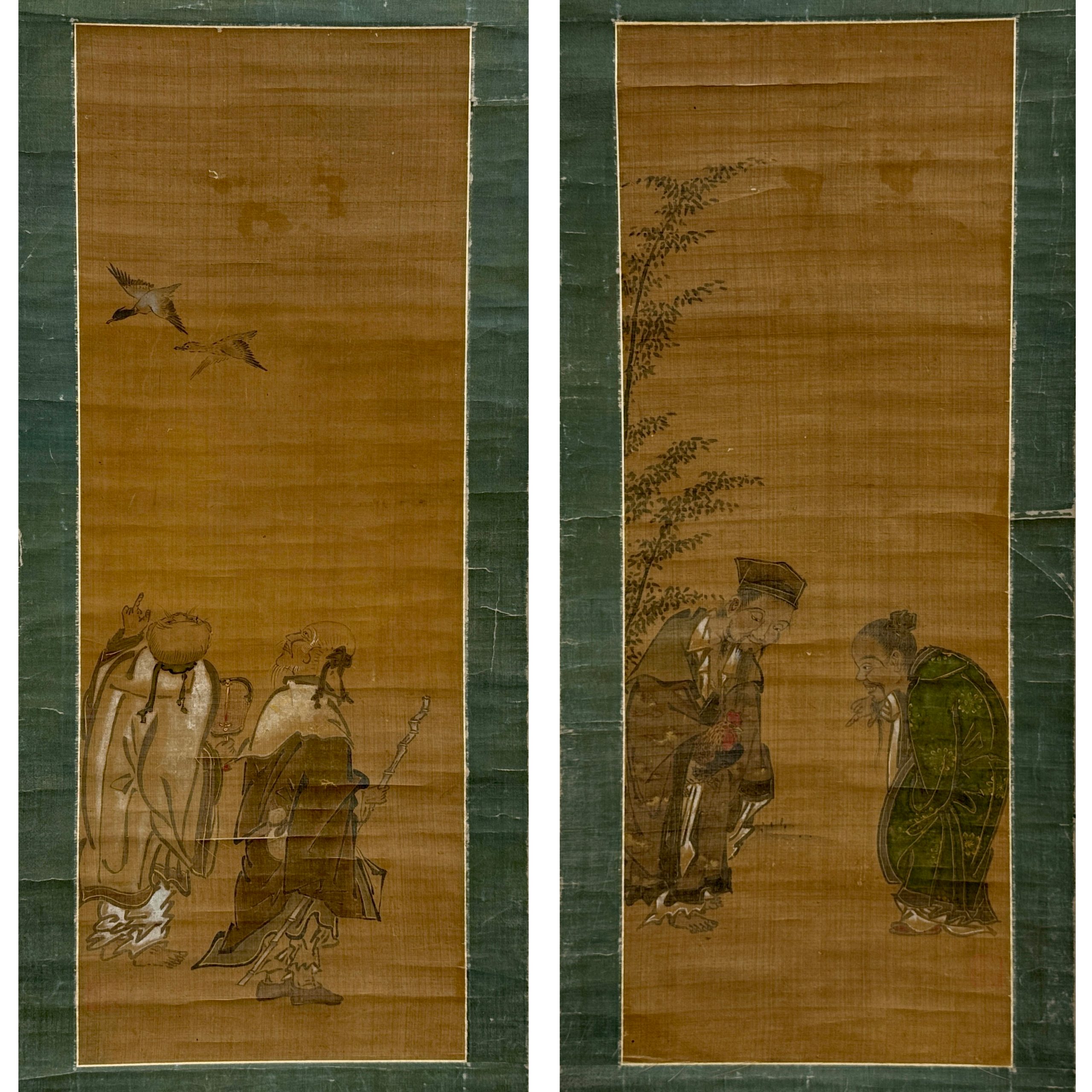 34418	古画 人物図 雙幅	80×30㎝