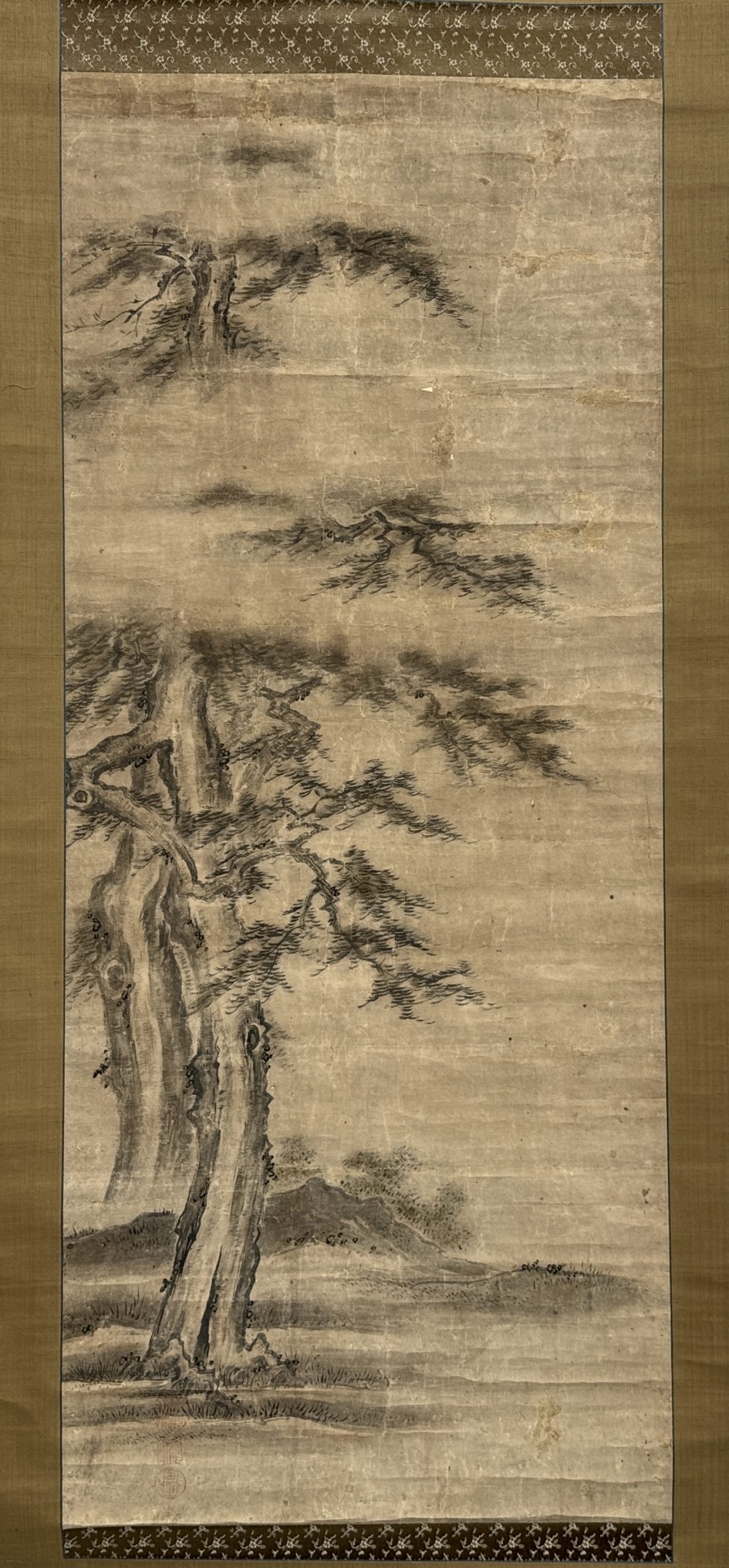 34429	在印 古画 松図 軸	110×46㎝