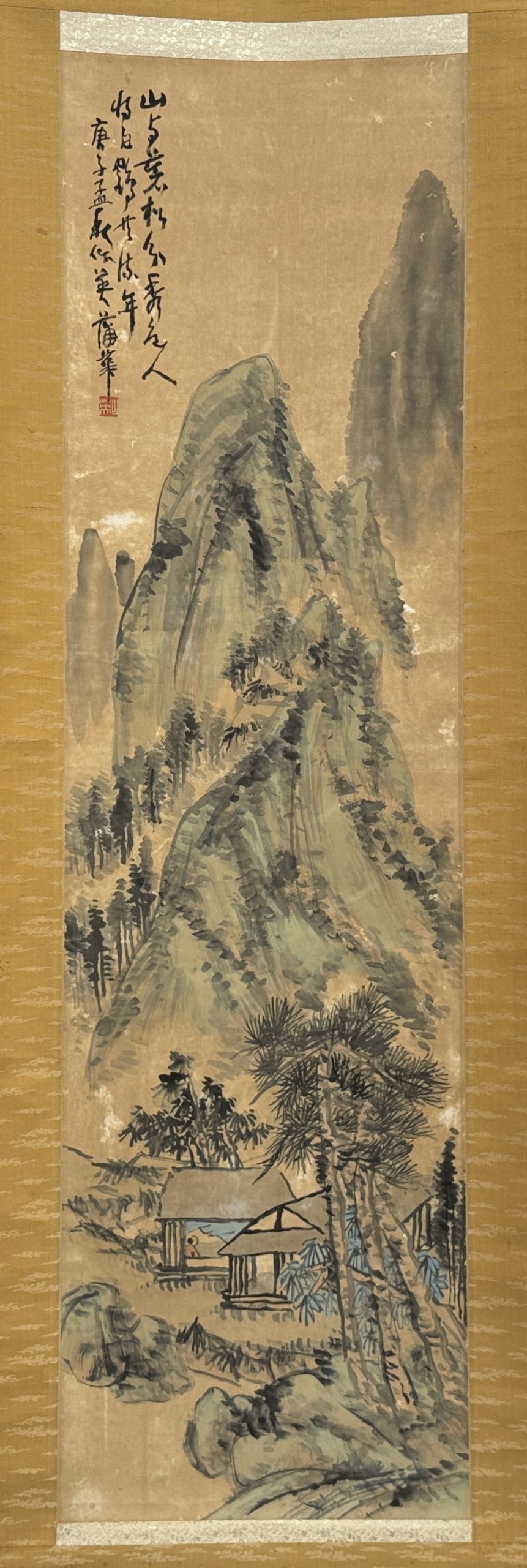 34445	「蒲華」画 山水図 軸	146×40㎝