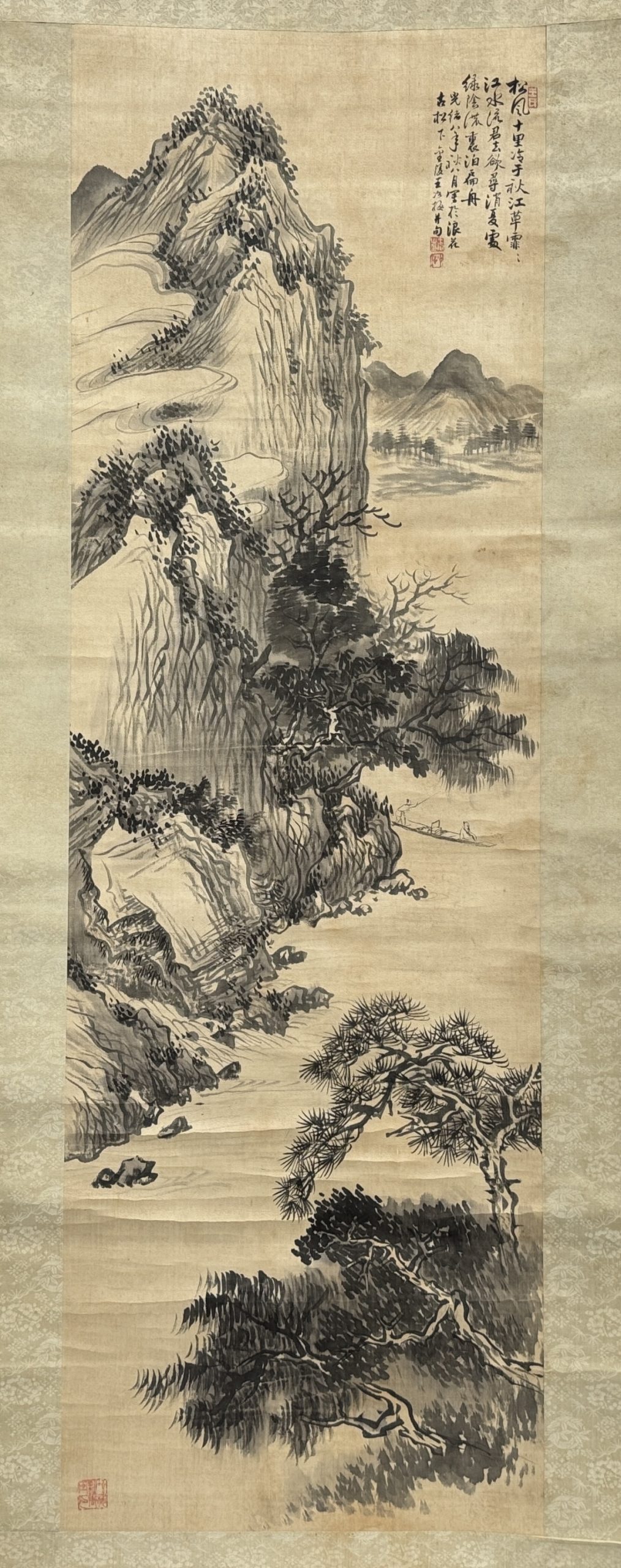 34452	「王冶梅」画 山水図 軸	122×39㎝