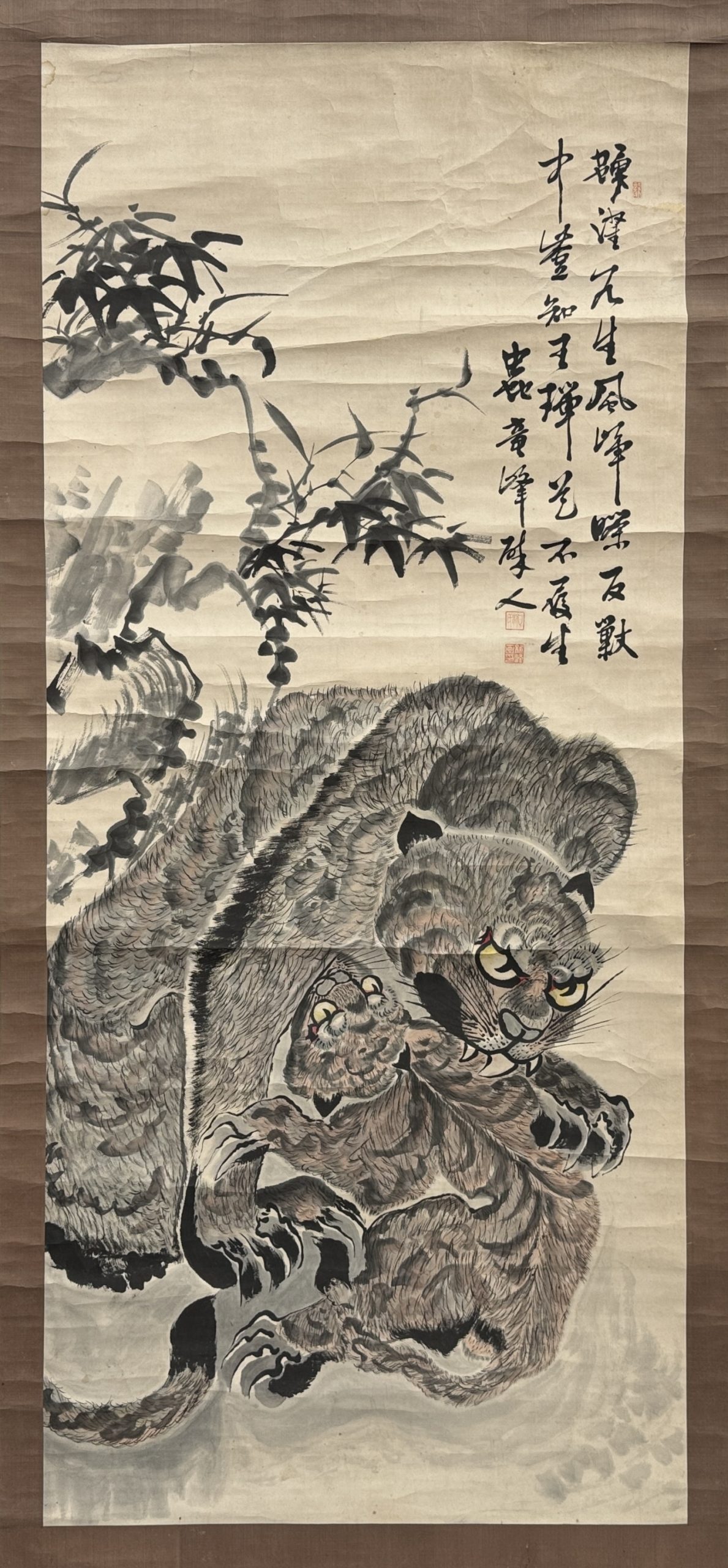 34456	「龍峰」画 虎図 軸	135×51.5㎝
