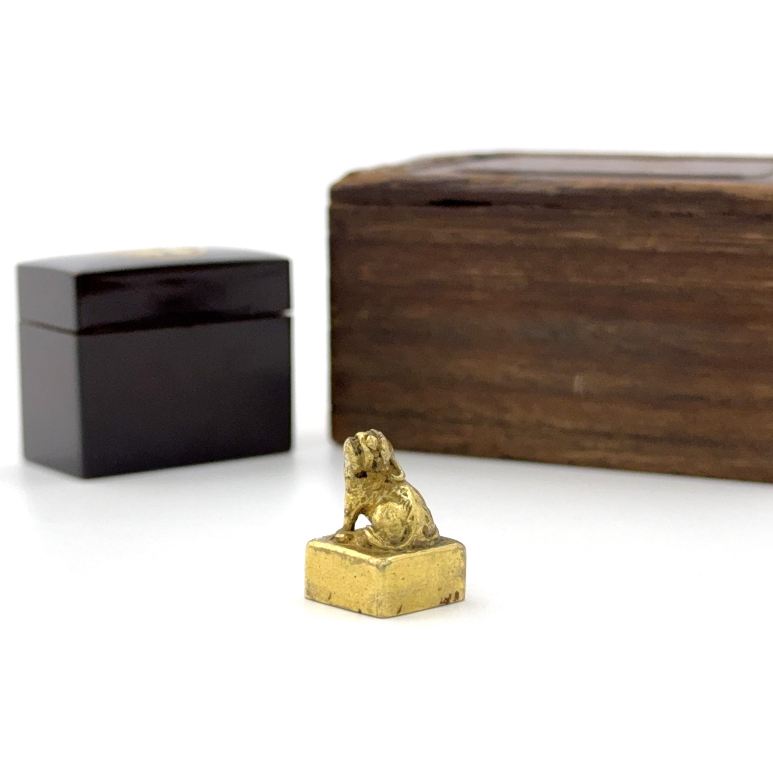 35163	清 銅鎏金 獅子鈕印章