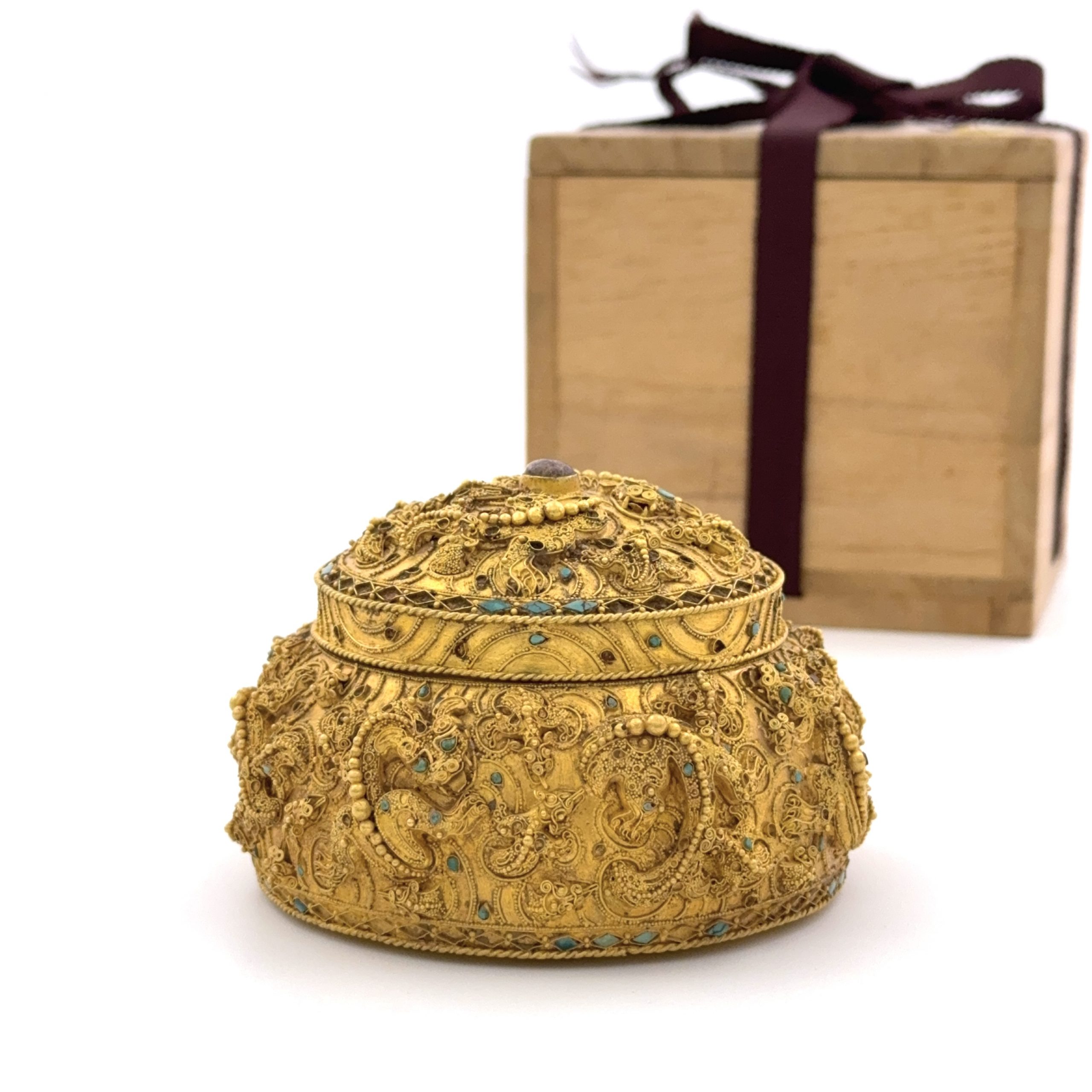 35041	22K金嵌百寶 龍紋 蓋盒 258.7g  Lot1～53秦峰男収蔵品