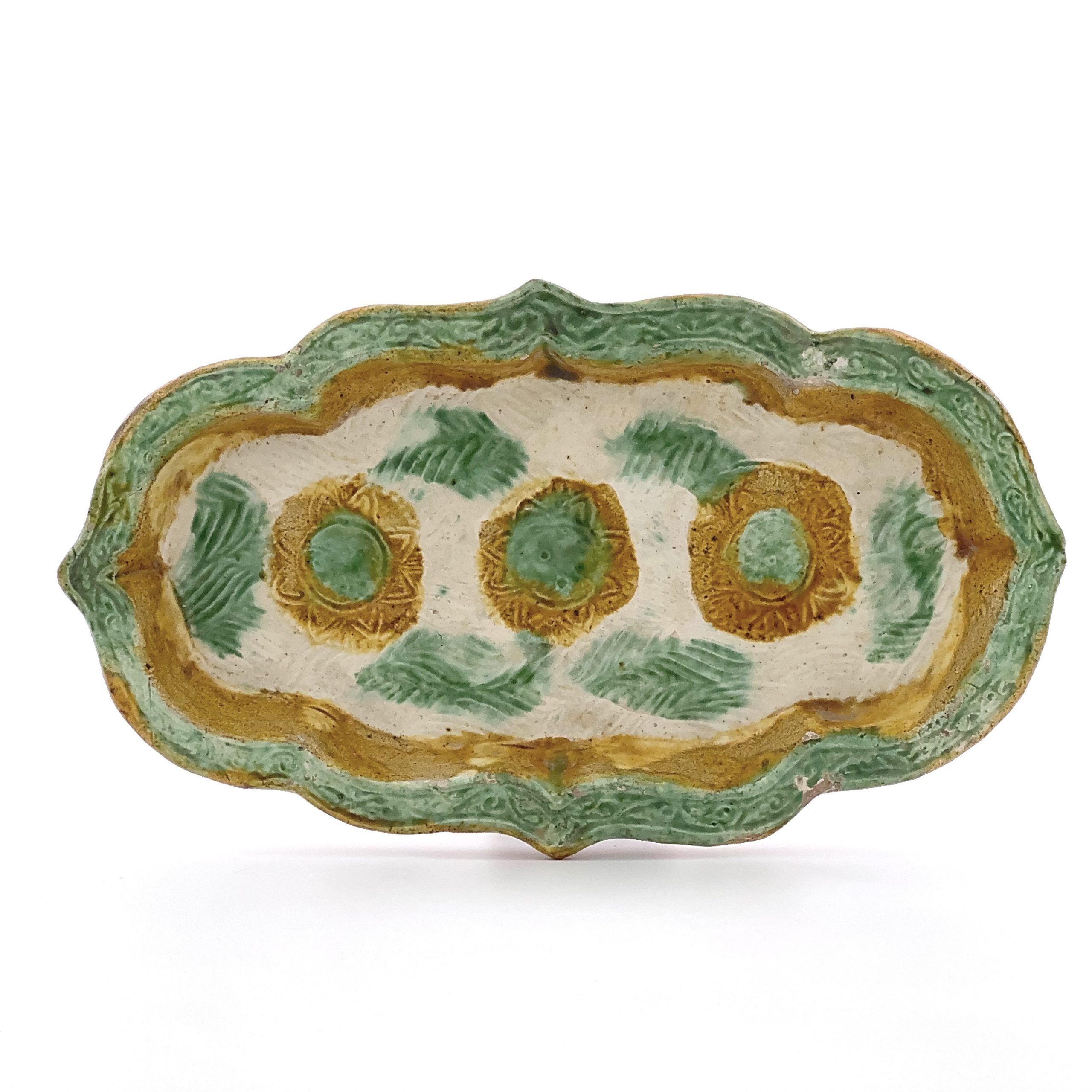 35050	遼 三彩 花紋 盤   Lot1～53秦峰男収蔵品