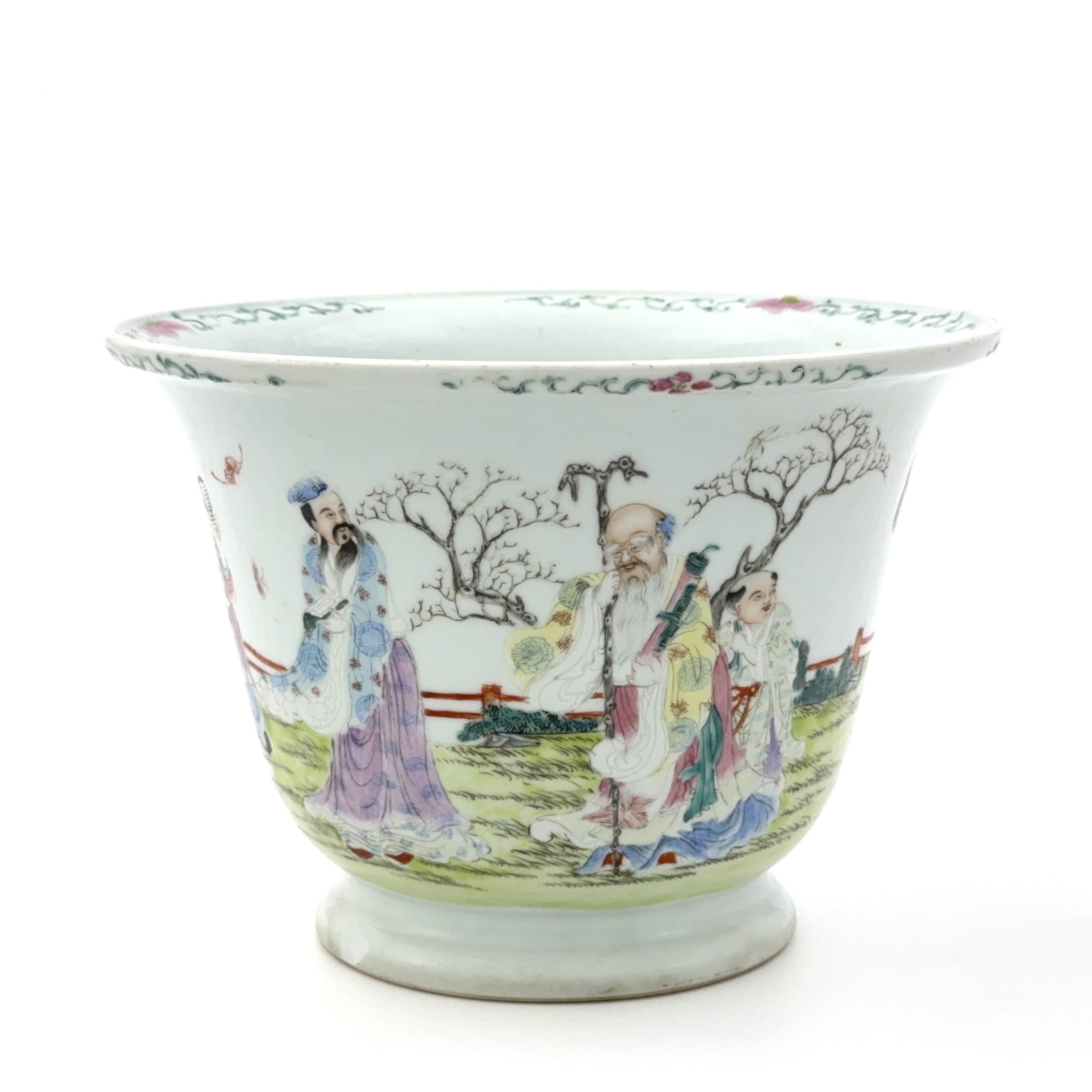 35062	「居仁堂製」粉彩 人物紋 蘭鉢