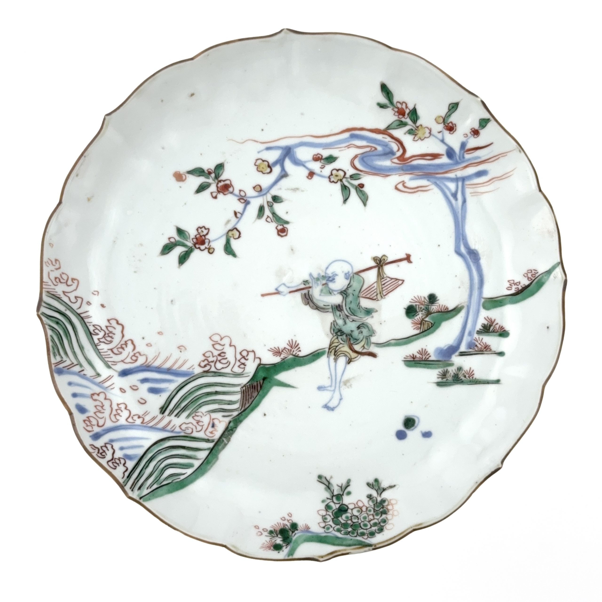 35070	明天啓 五彩 人物紋 輪花盤