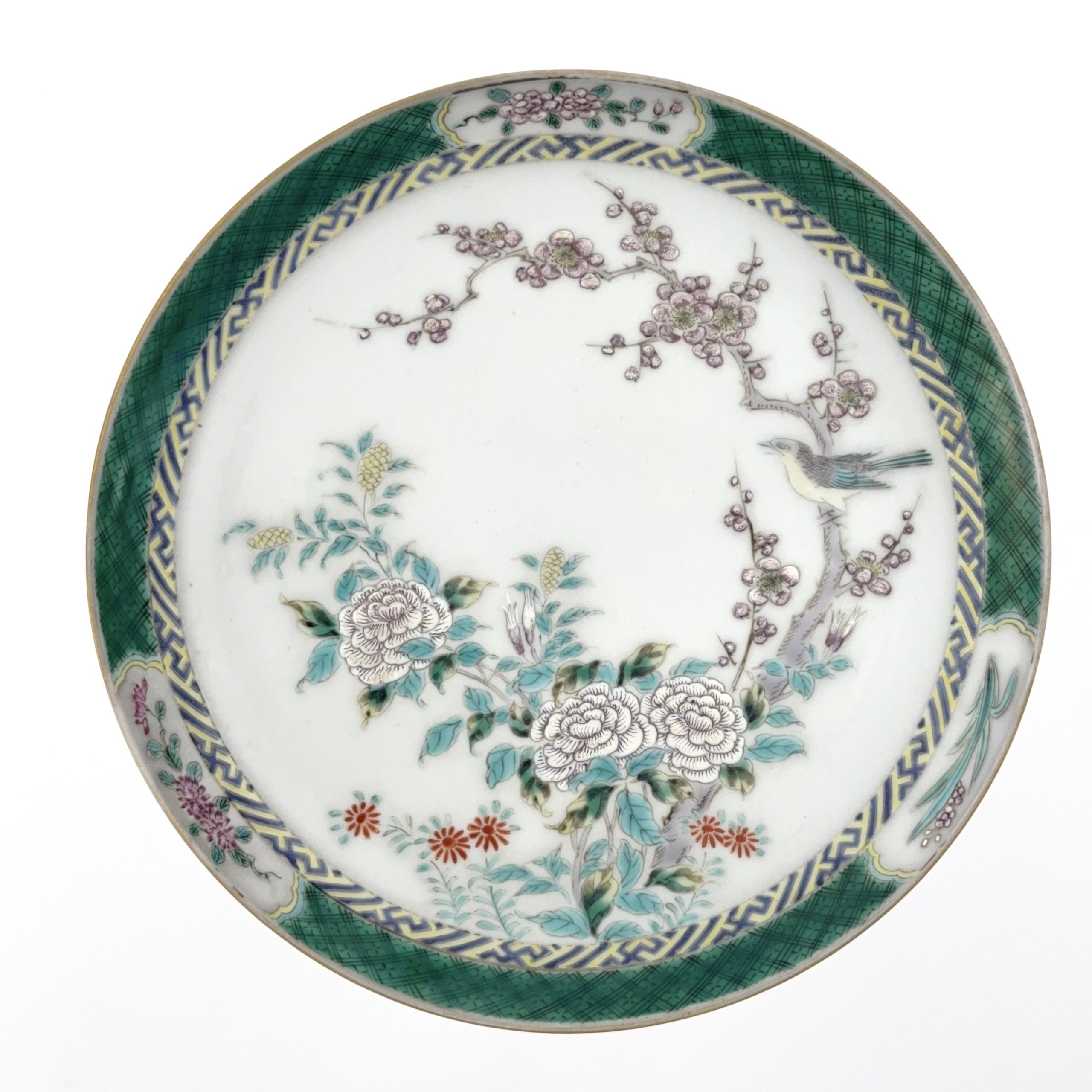 35075	清 粉彩 花鳥紋 盤