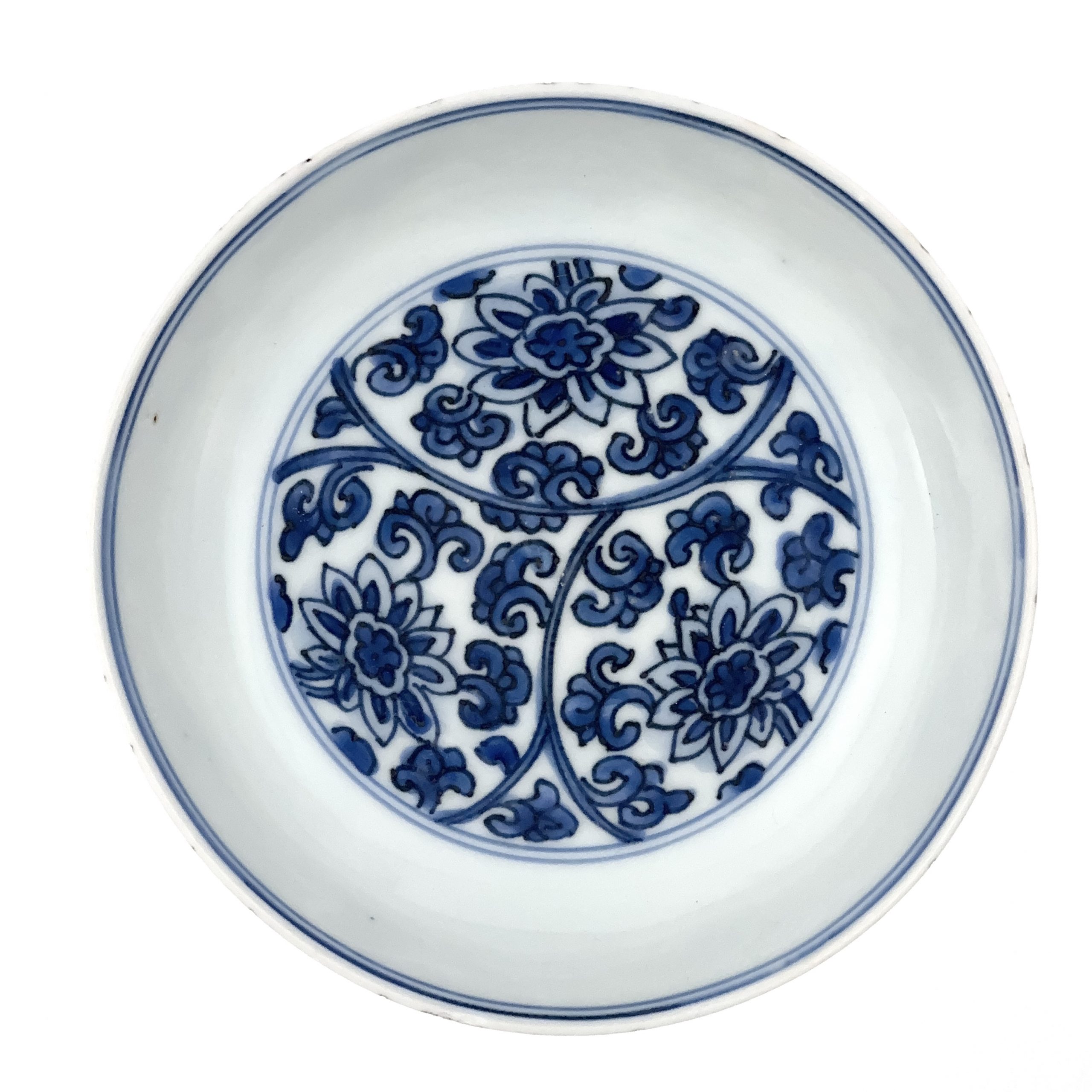 35079	明嘉靖 青花 花図 盤⑩