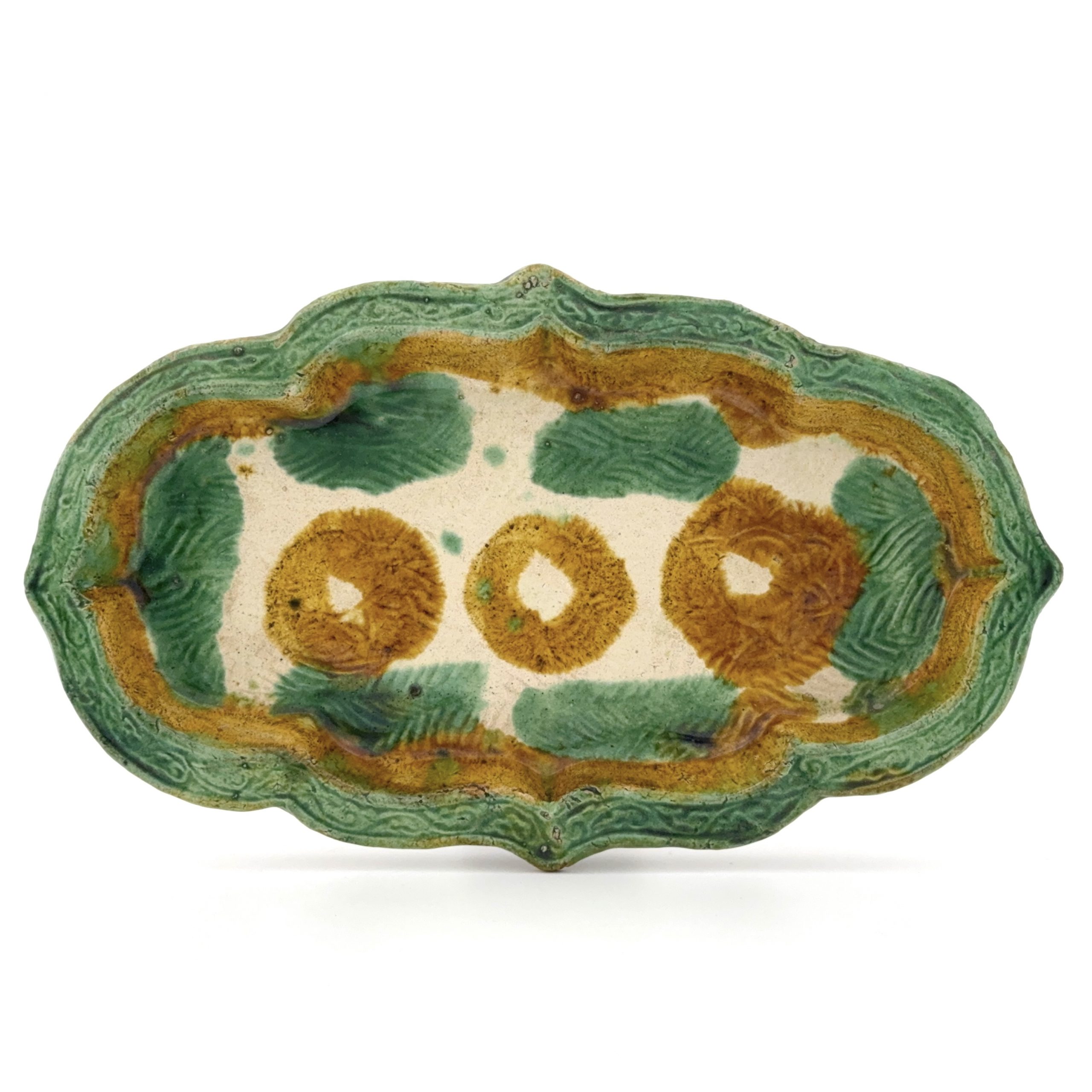 35226	遼 三彩 花紋 盤