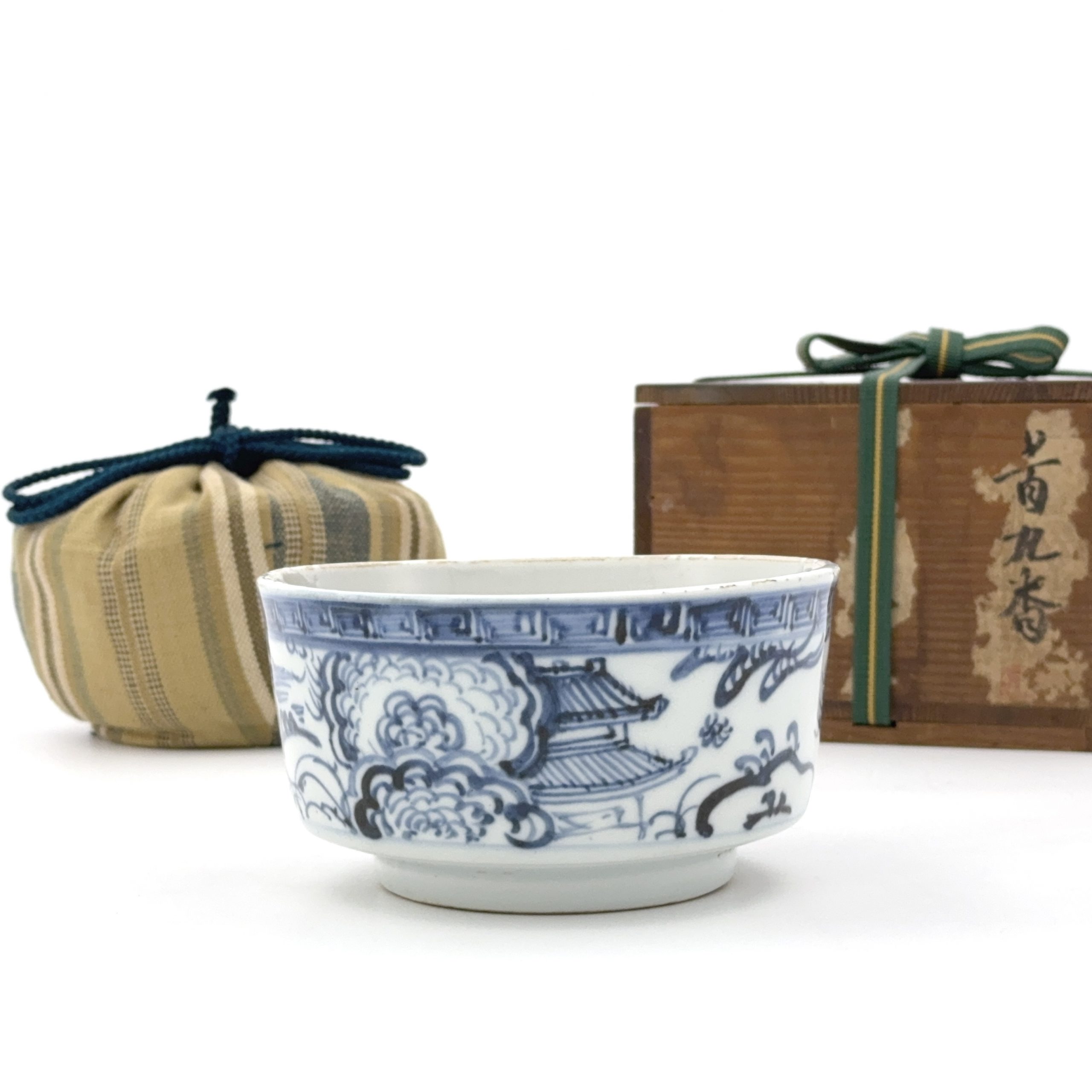 35250	明初 青花 山水図 爐