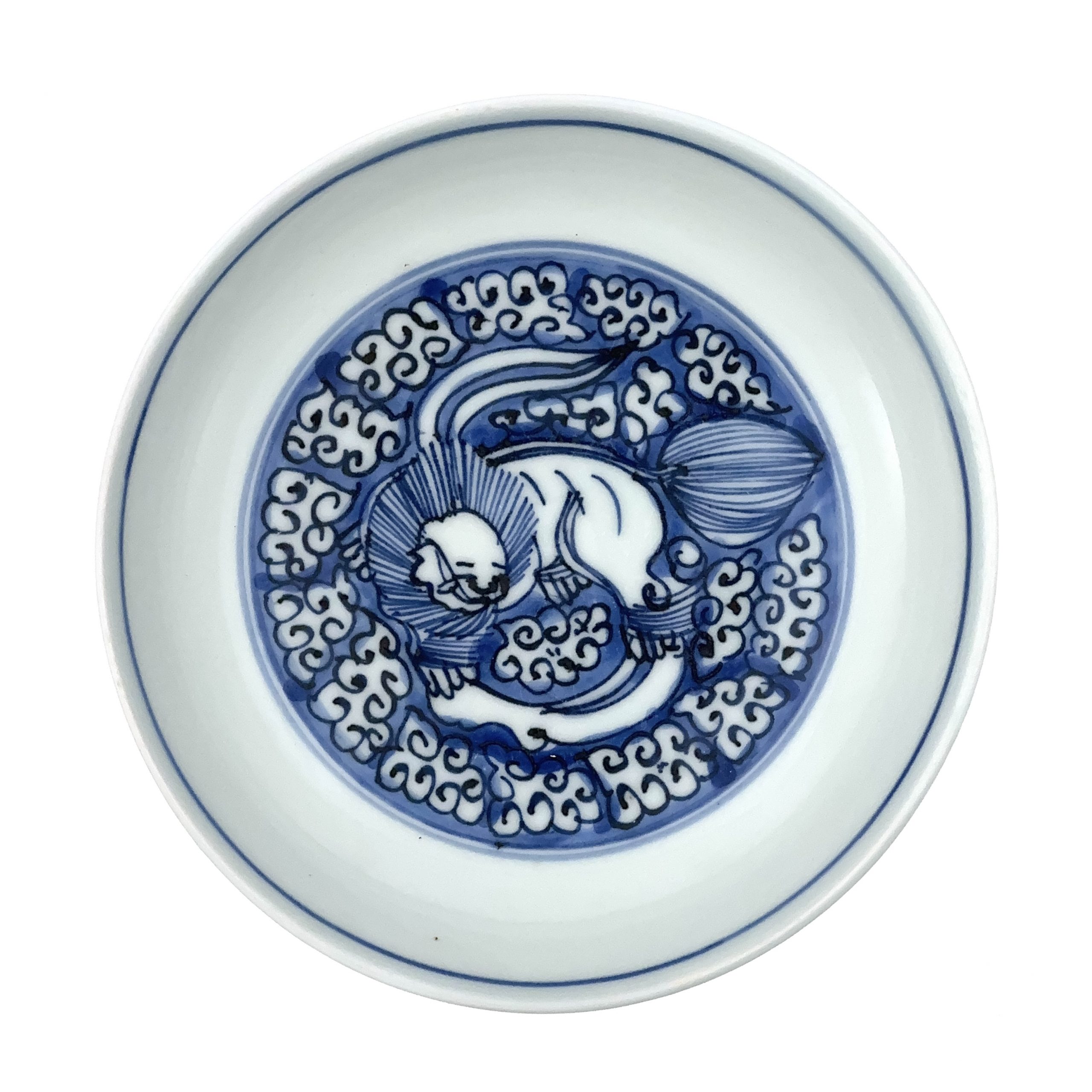 35255	明嘉靖 青花 獅子図 盤⑤