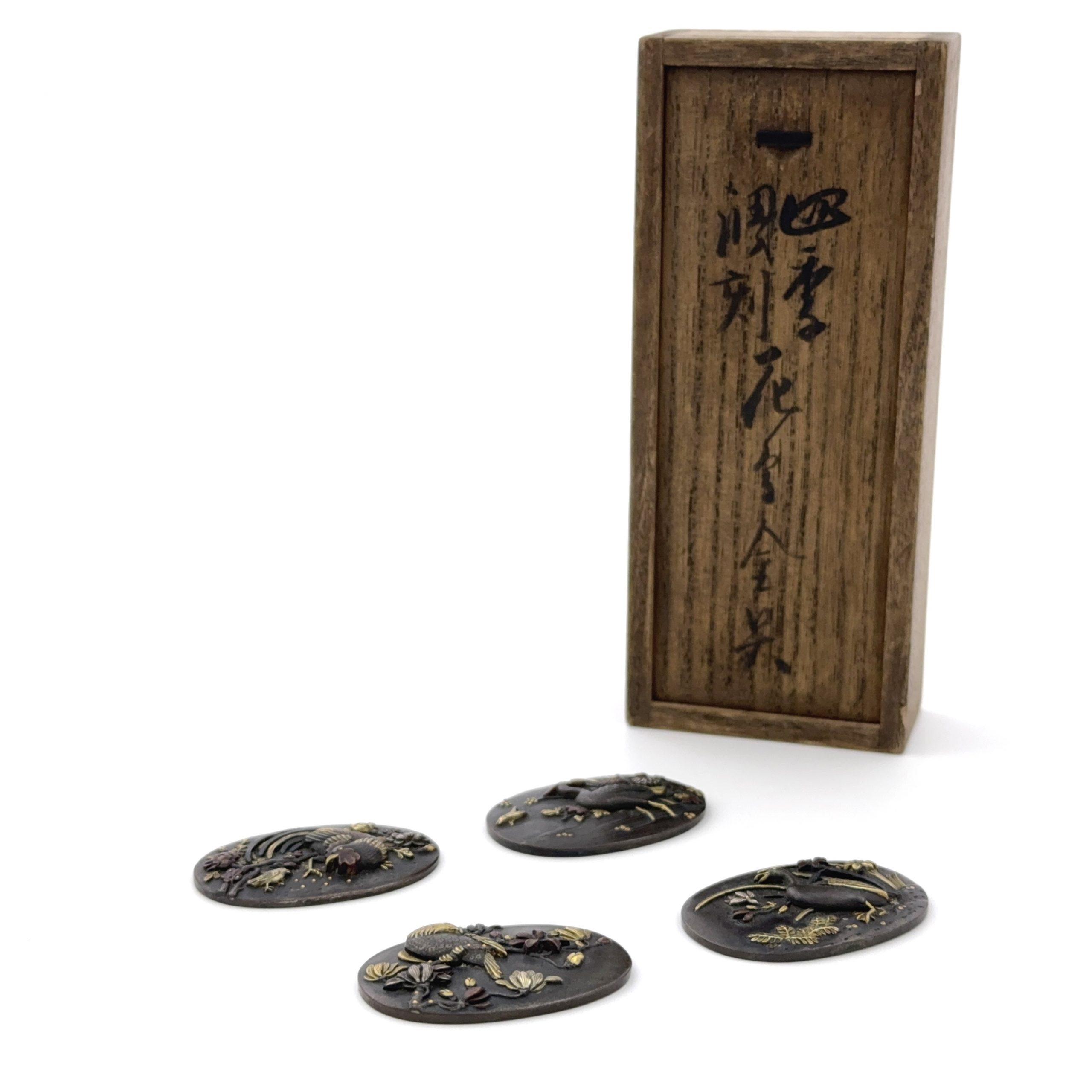 35306	銅錯銀紅銅 花鳥紋 金具 計4件