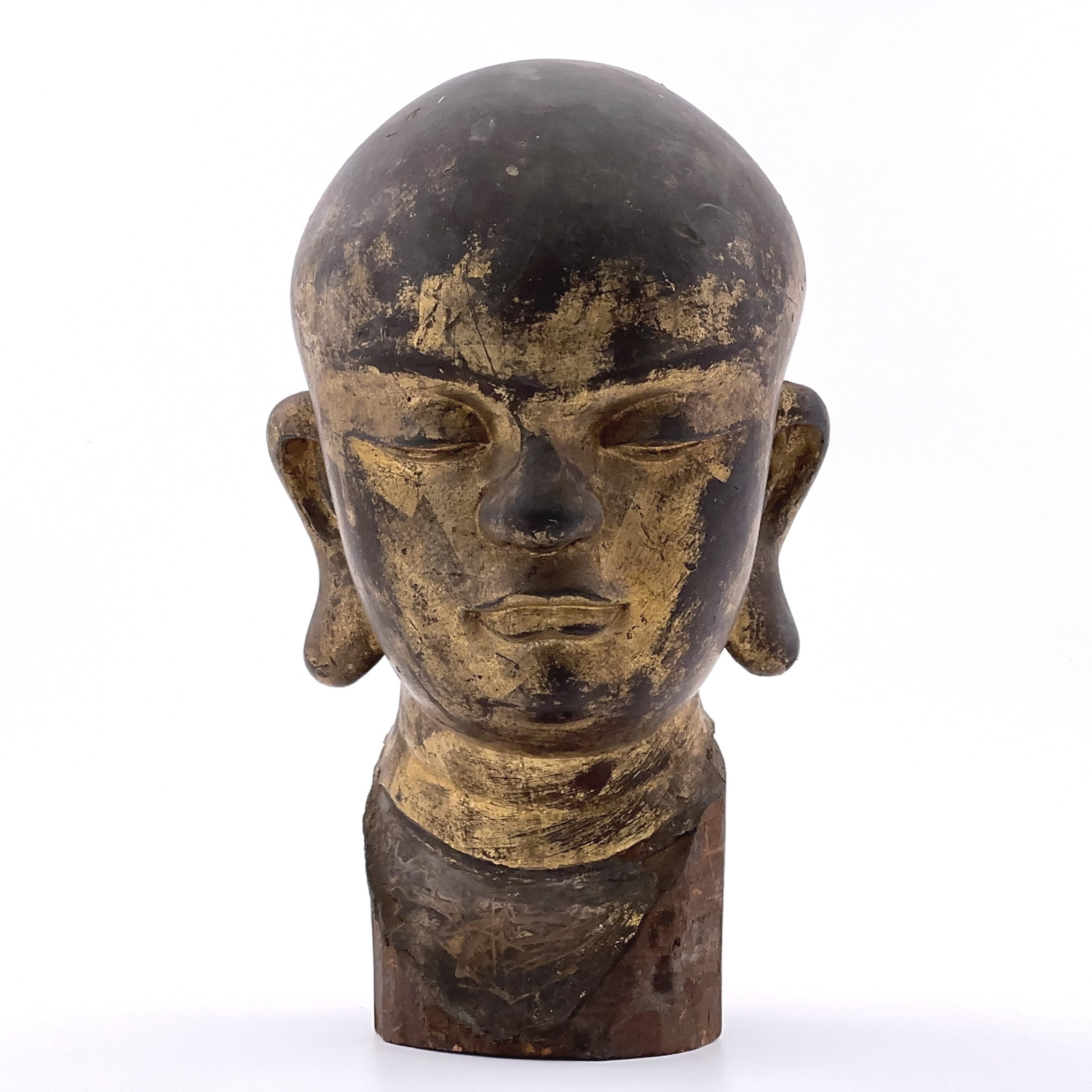 35336	明 木雕漆金 羅漢佛頭