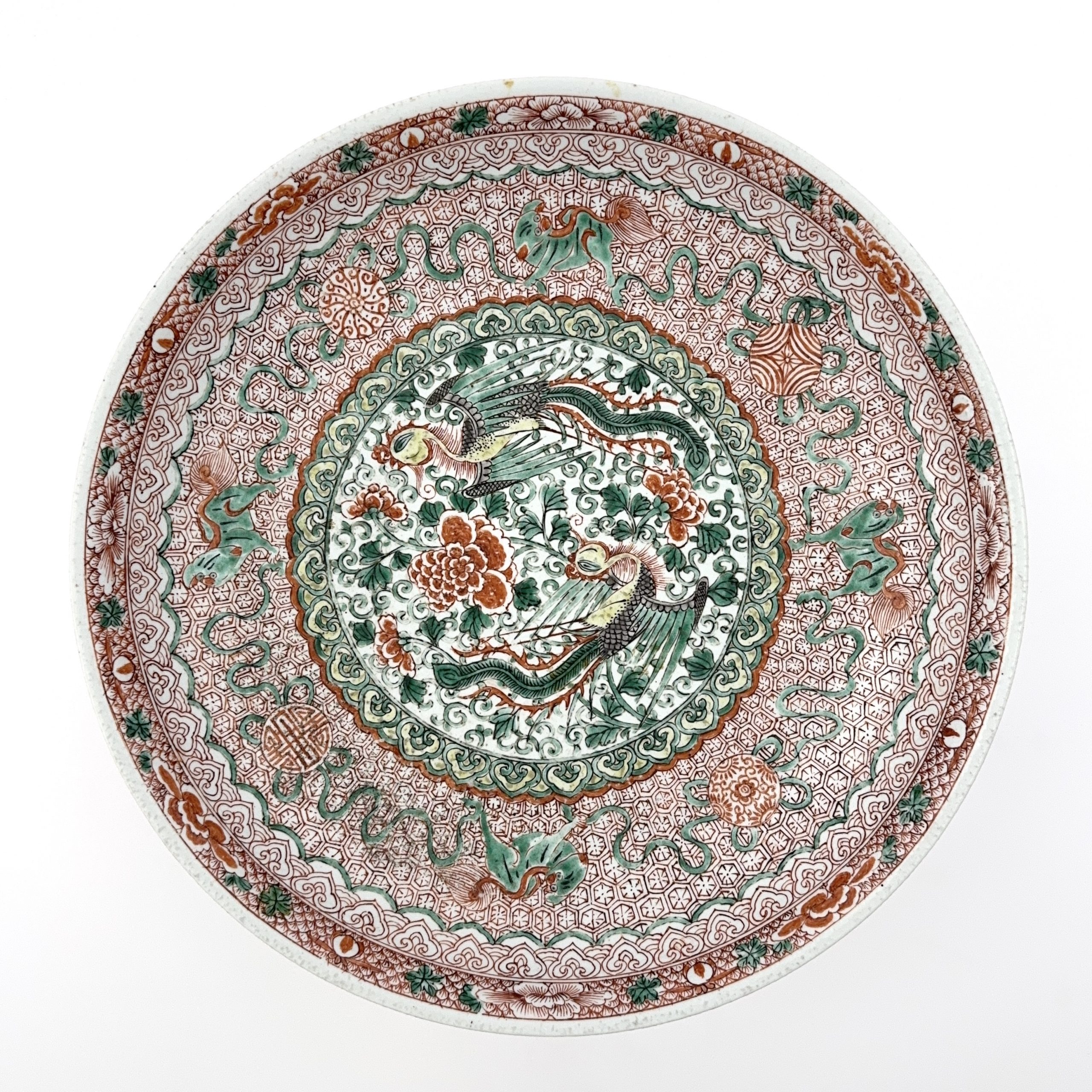 35354	清 五彩 鳳凰紋 大盤