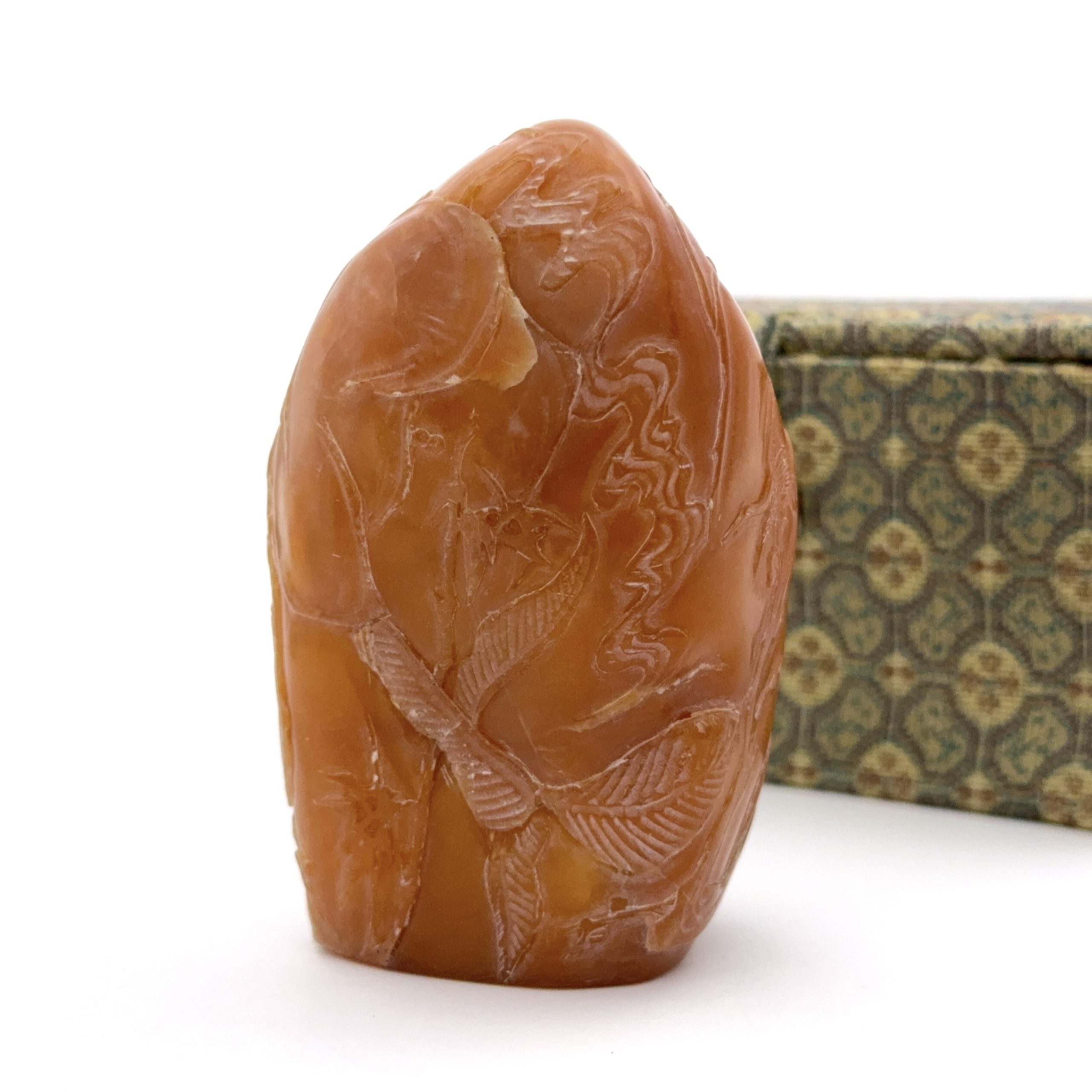 35370	寿山石雕 山水紋 印材 Lot361～372同一収蔵家