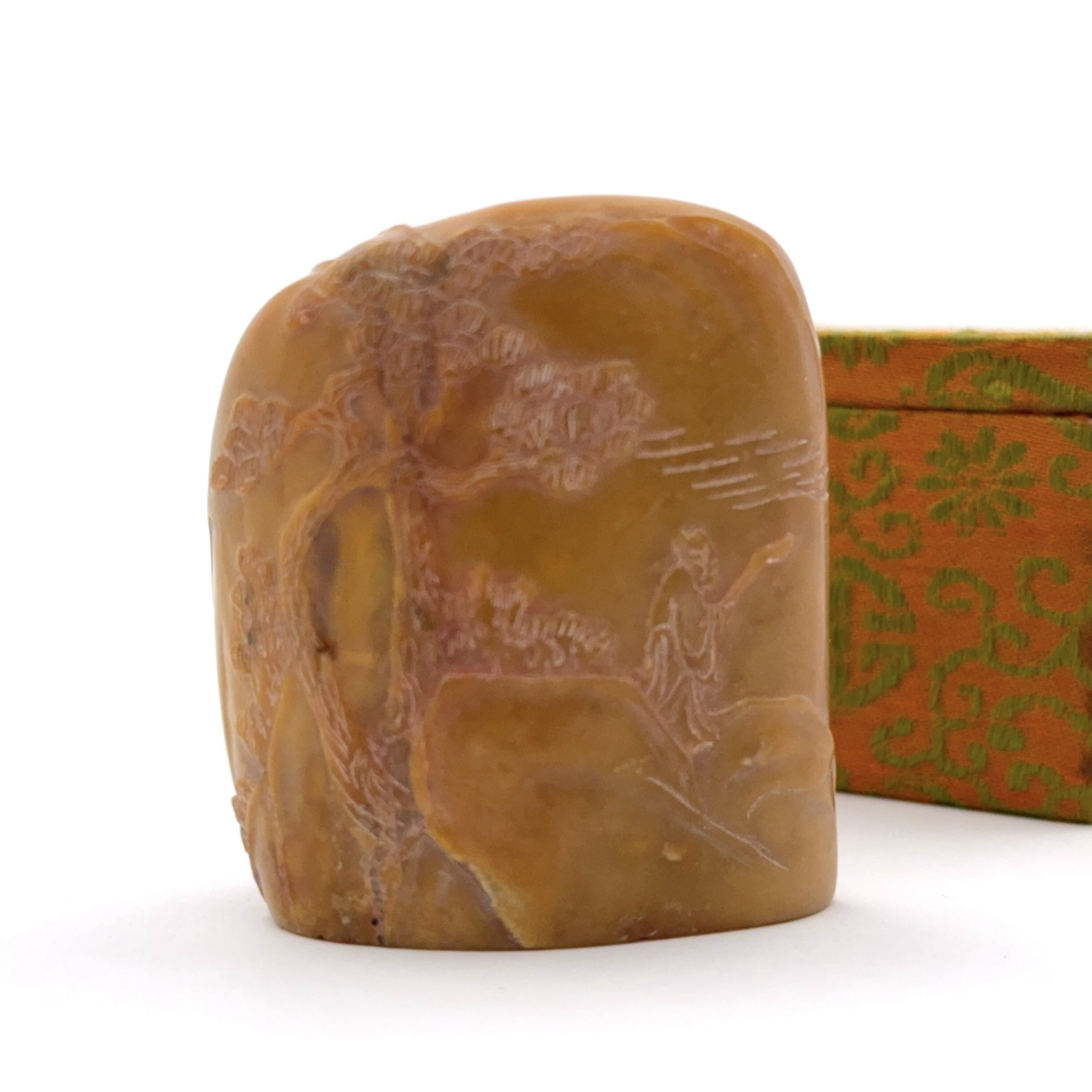 35371	「尚均」款 寿山石雕 山水人物紋 印章 Lot361～372同一収蔵家