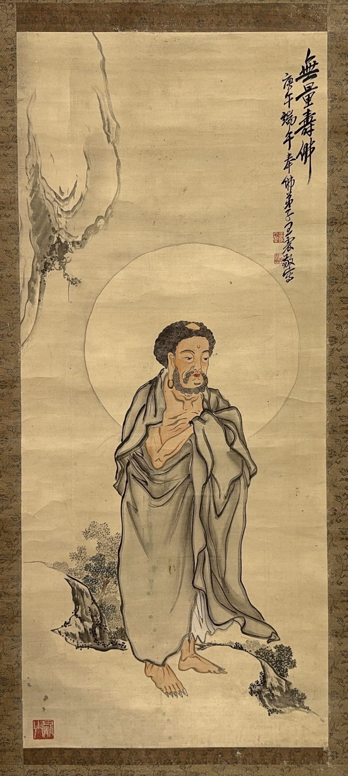 35511	「王震」画 無量寿佛図 軸	109×46㎝