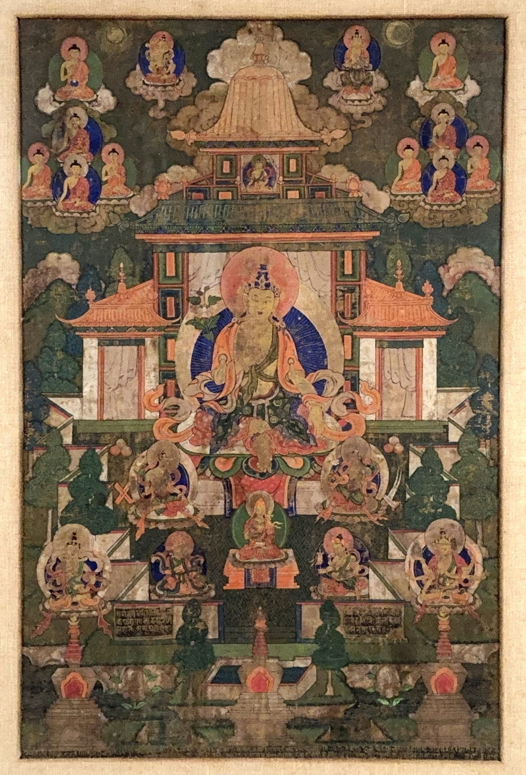 35514	十八世紀 曼荼羅 唐卡 額	69×44.5㎝