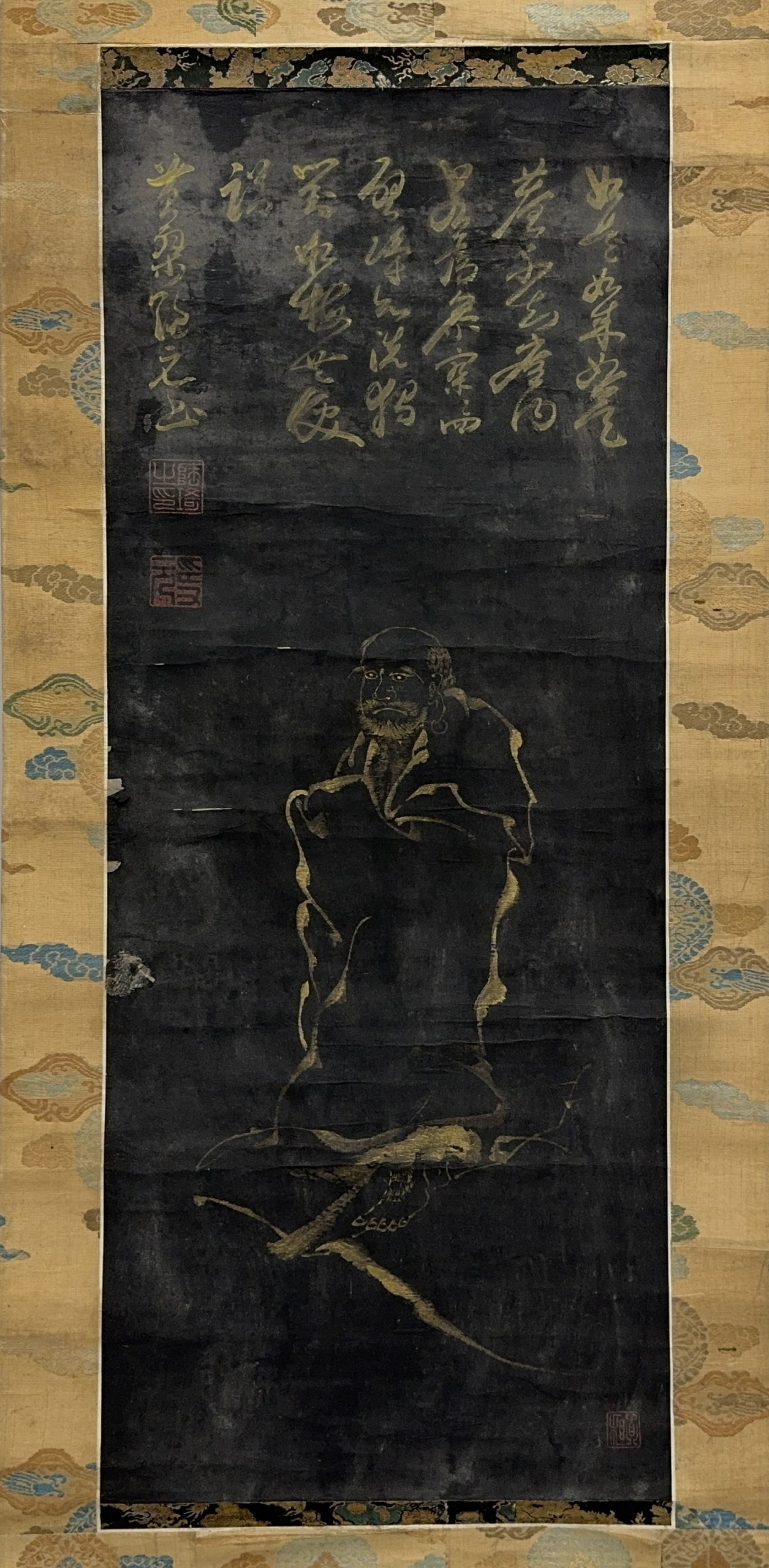 35527	「黄檗隠元」画 達磨図 軸	98×39.5㎝