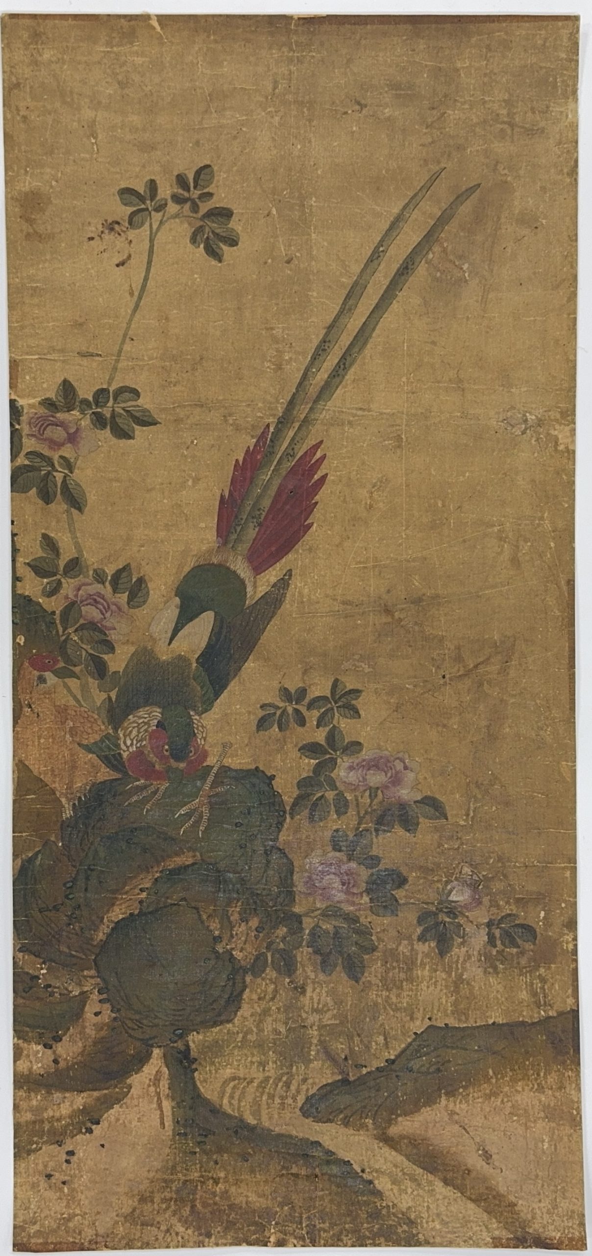 35539	古画 花鳥図 額	78.5×35㎝