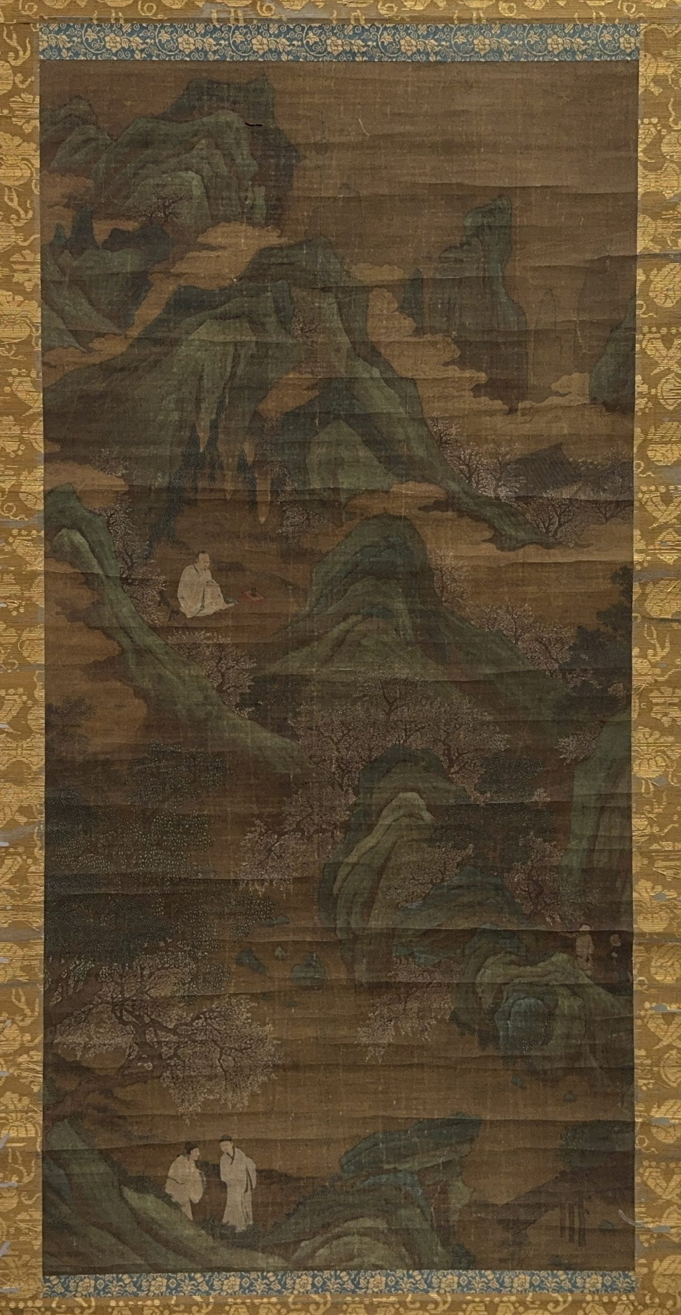 35544	「仇英」画 山水人物図 軸	112×54㎝