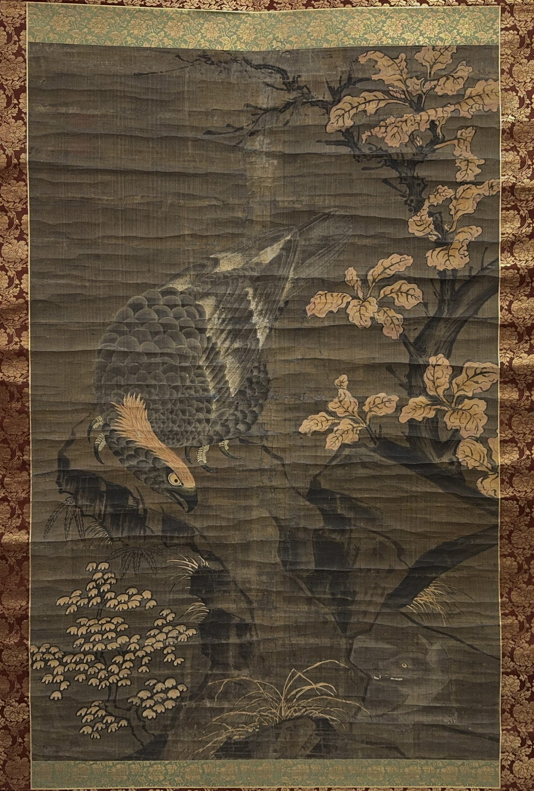 35547	古画 鷹図 軸	125×81㎝