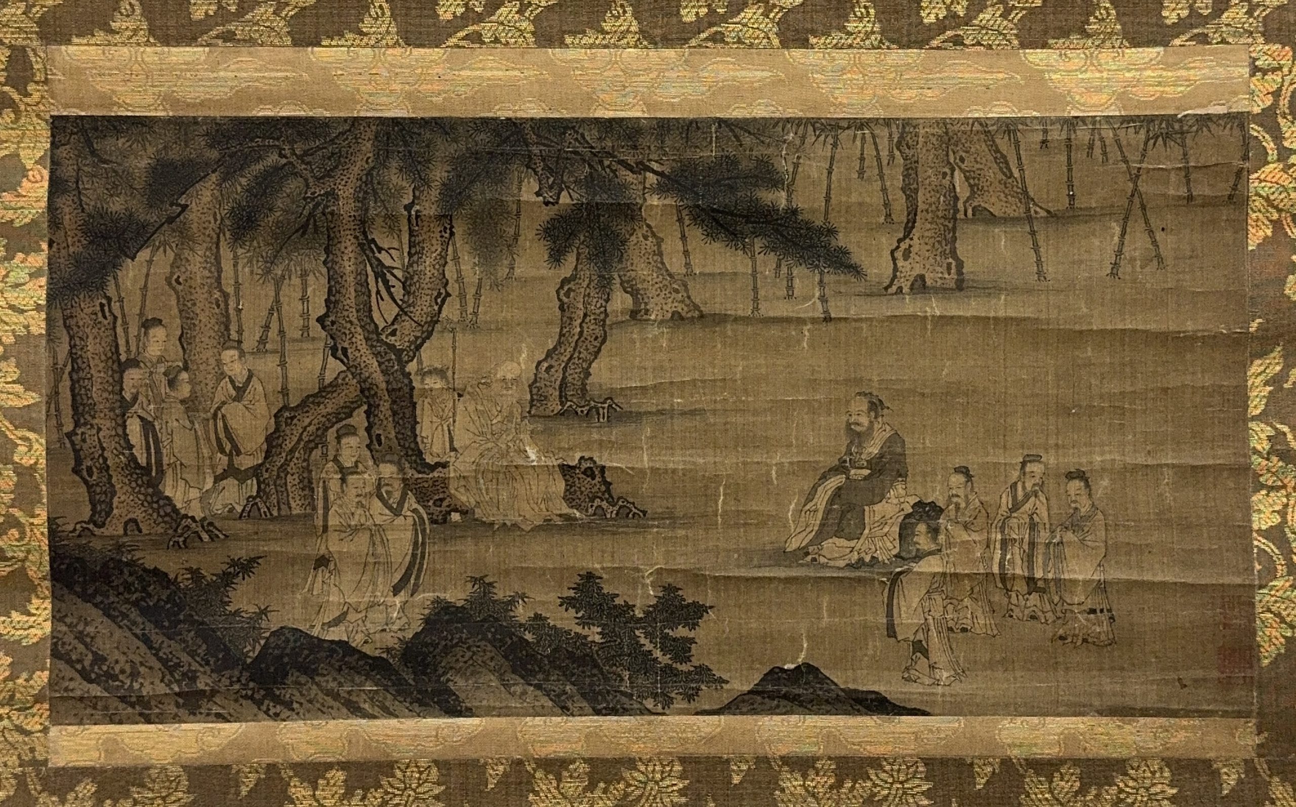 35556	古画 人物図 鏡心	25×50㎝