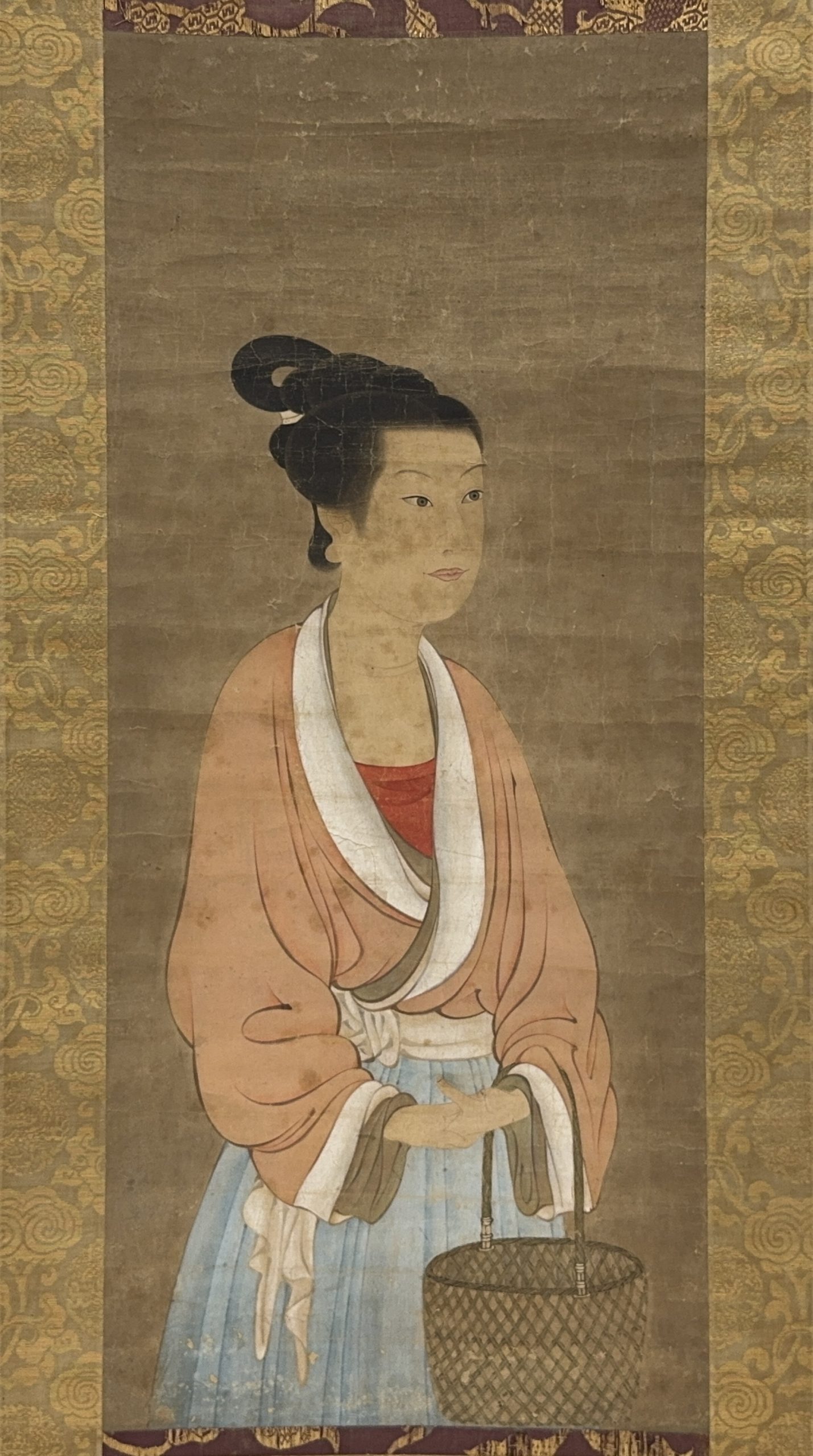 35569	「傳趙孟頫」古画 霊照女図 軸	88×38㎝