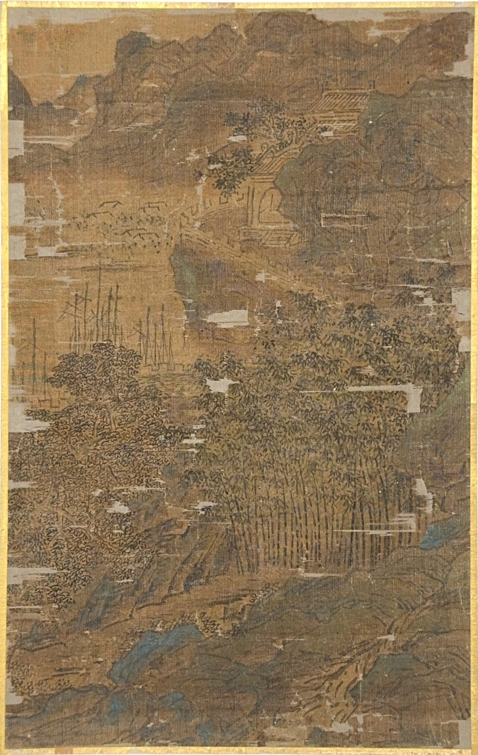 35638	古画 山水図 鏡心	26.5×17㎝