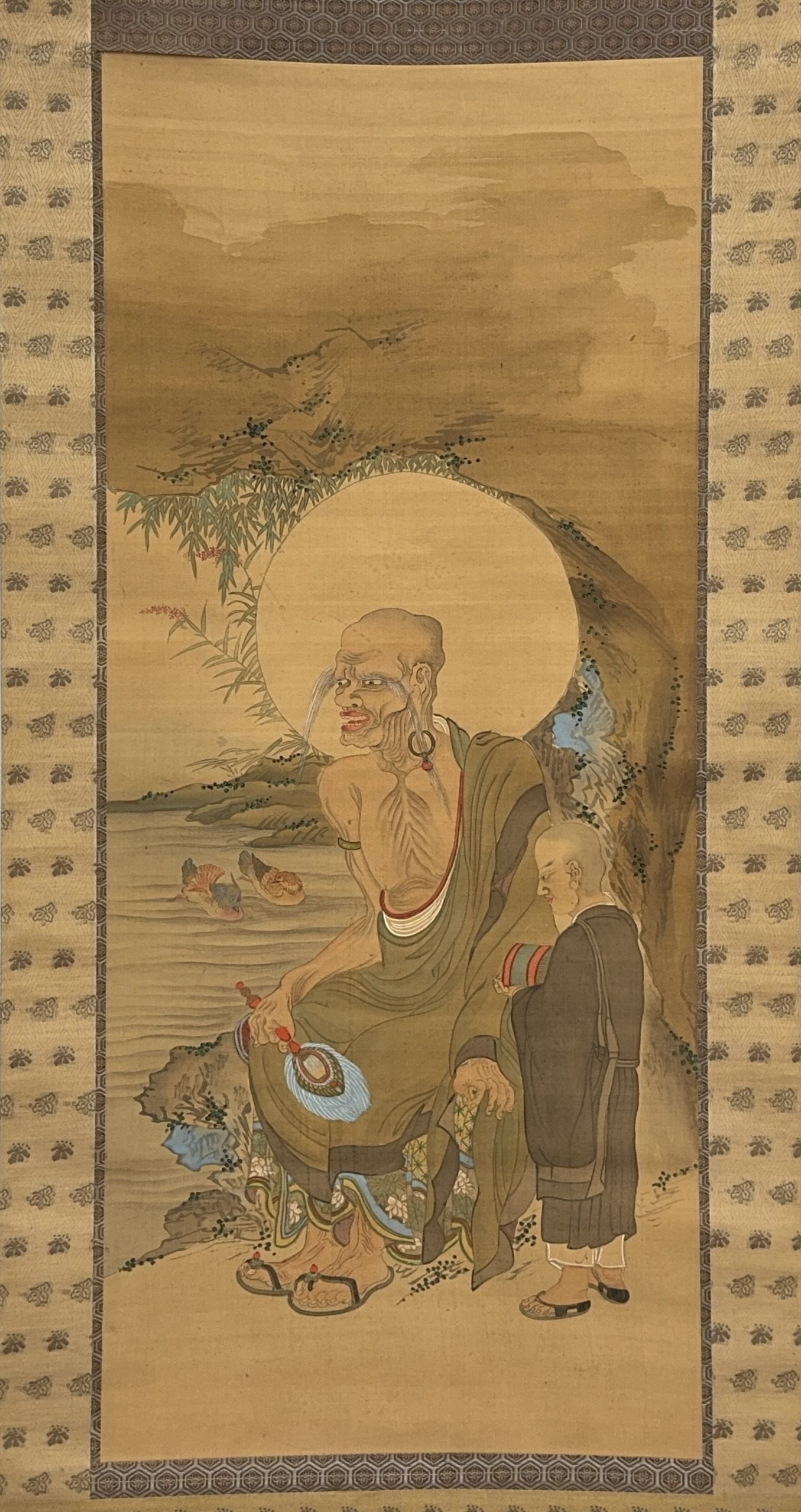 35651	古画 羅漢図 軸	112×48㎝