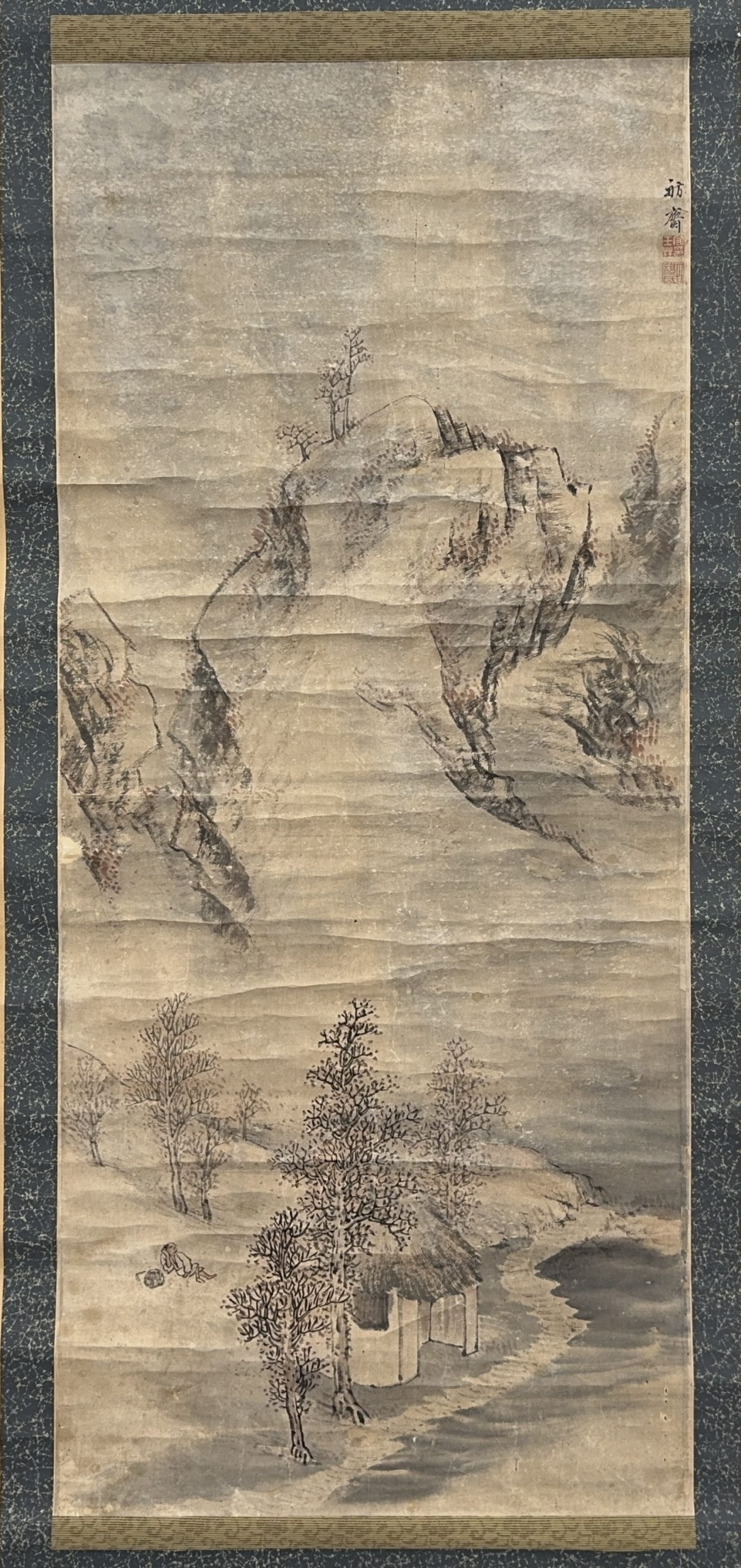 35670	在銘 山水人物図 軸	126×54㎝