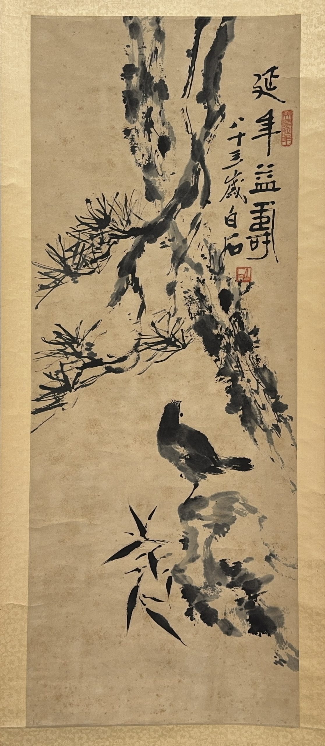 35674	「白石」花鳥図 軸	107×41㎝