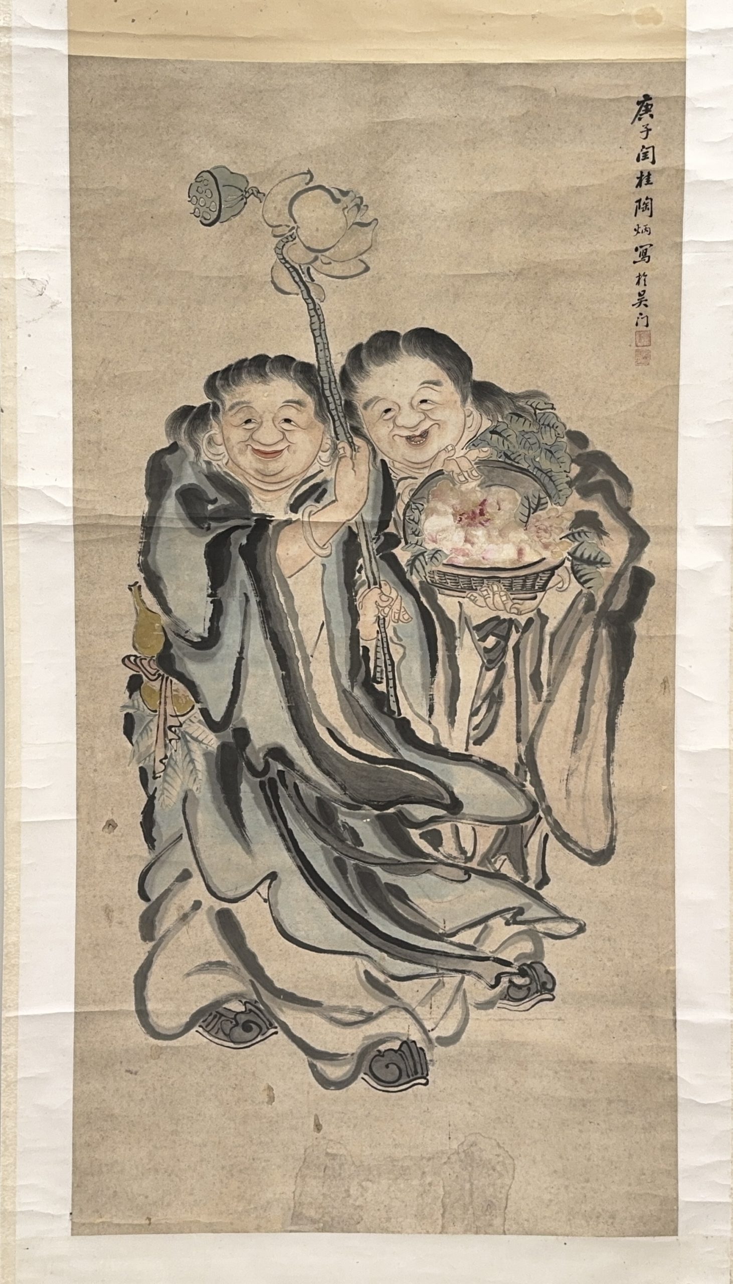 35678	在銘 和合二仙図 軸	148×75㎝