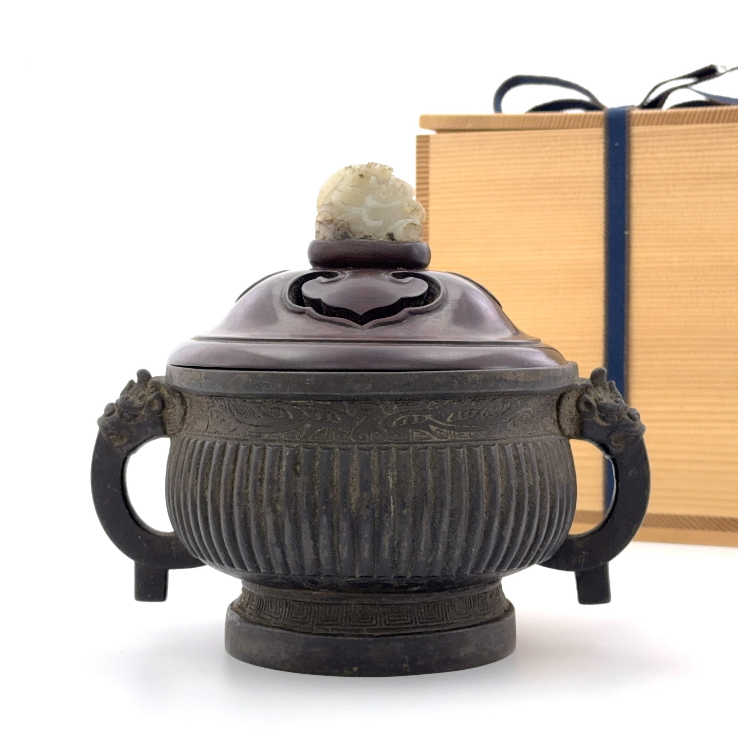 36102	明 銅 龍耳簋式爐