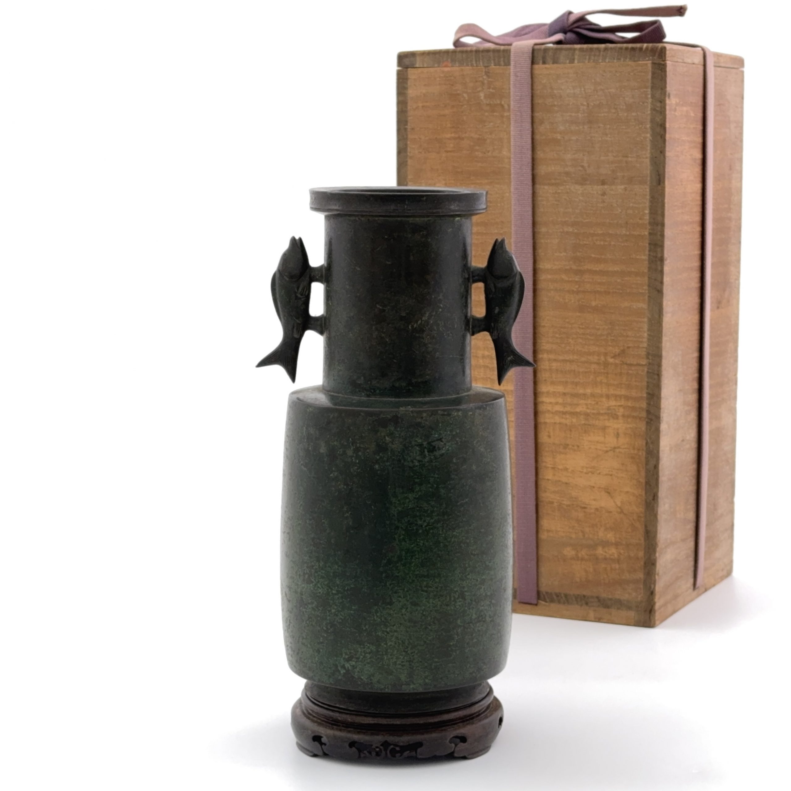 36105	明 銅 鮮耳瓶