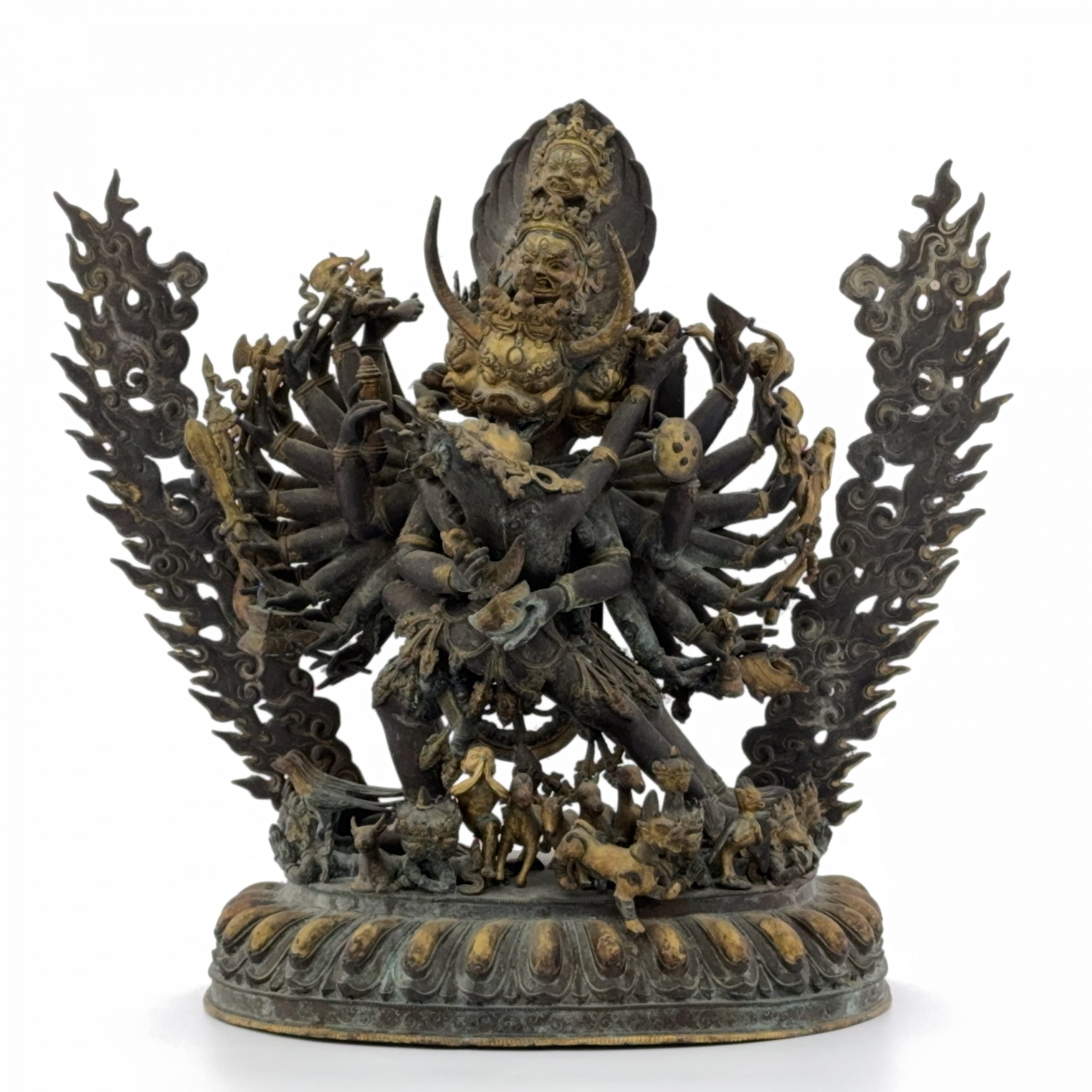 36164	十八世紀 銅局部鎏金 歓喜天