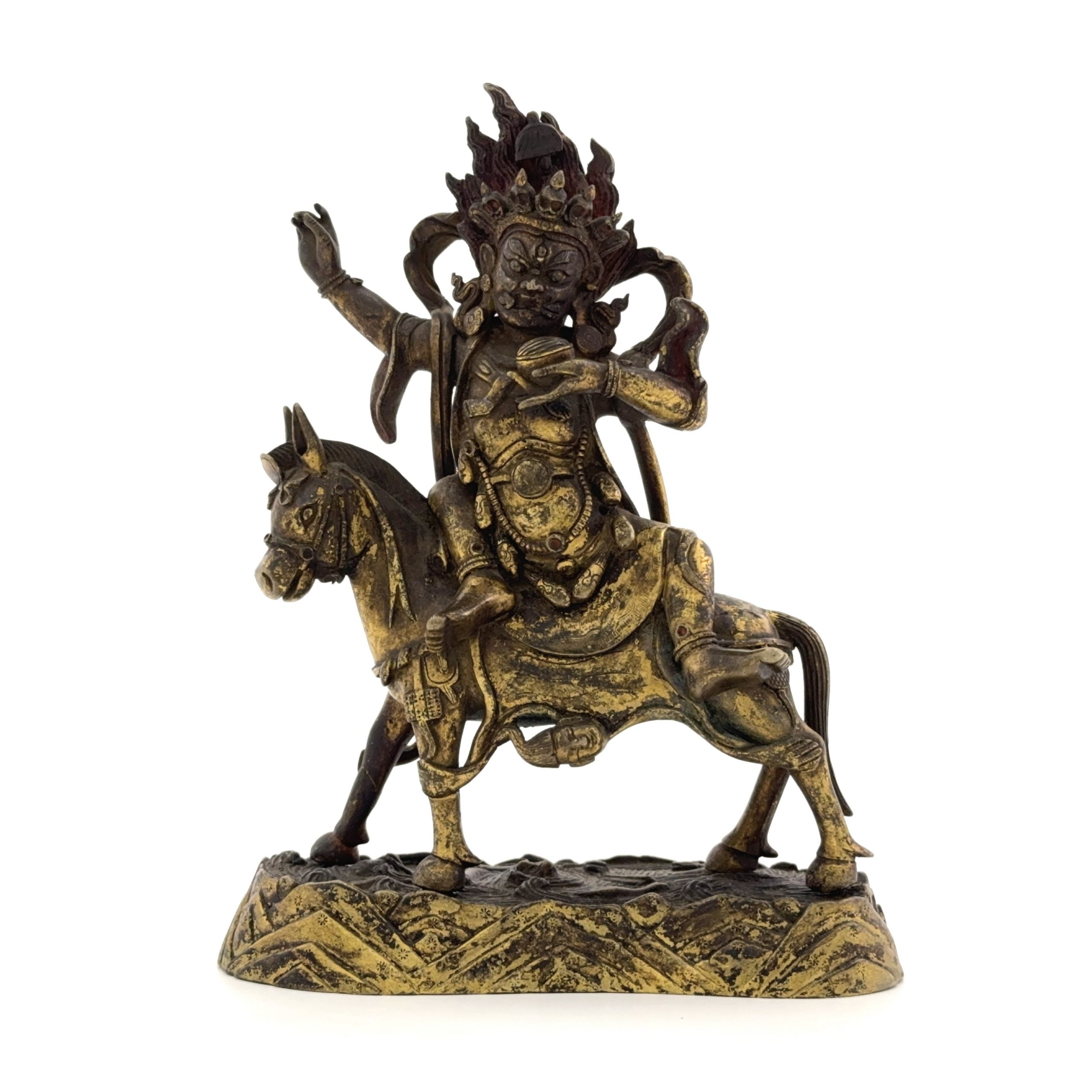 36017	西蔵十八世紀 銅鎏金 吉祥天母 1081g	　
