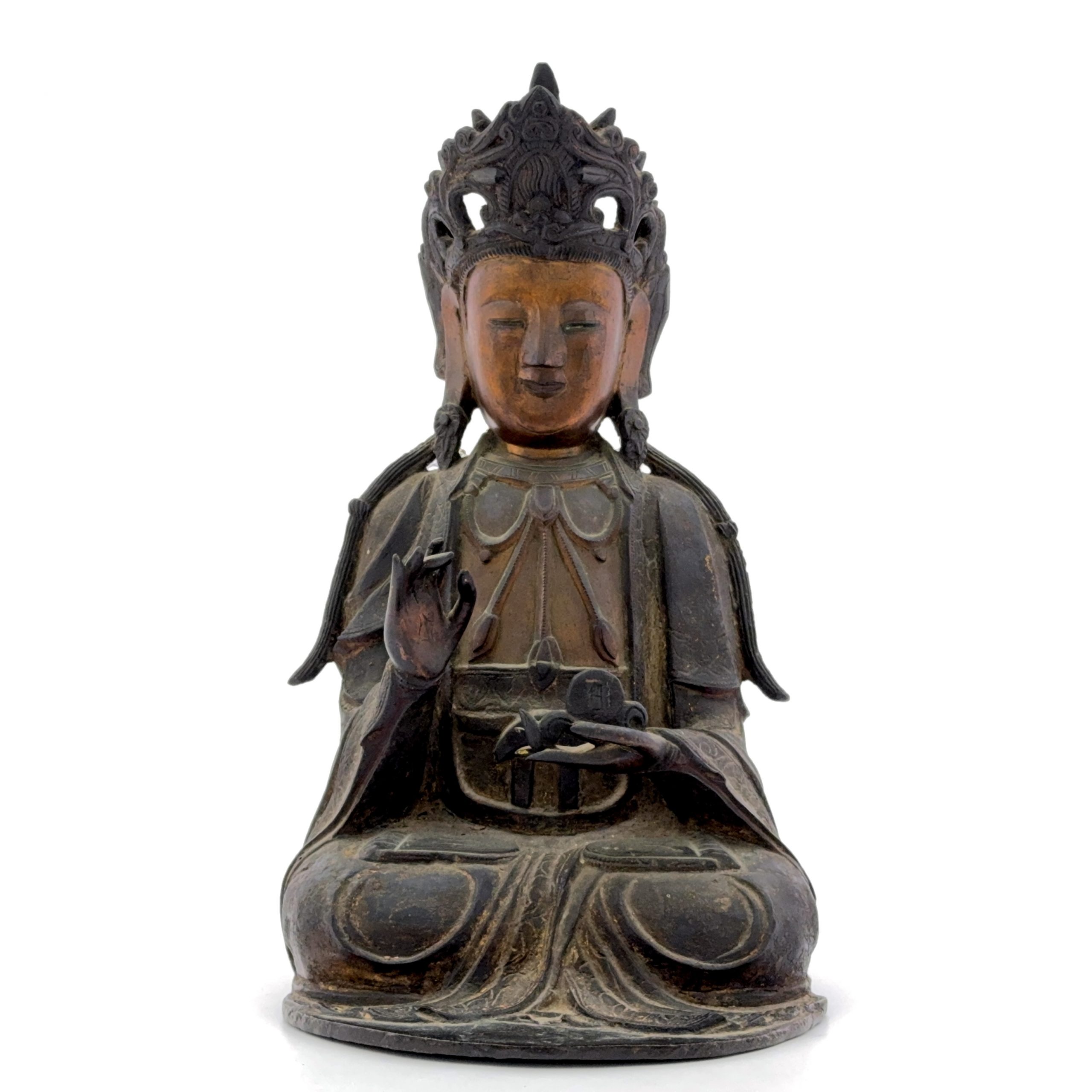 36170	明 銅局部鎏金 観音坐像